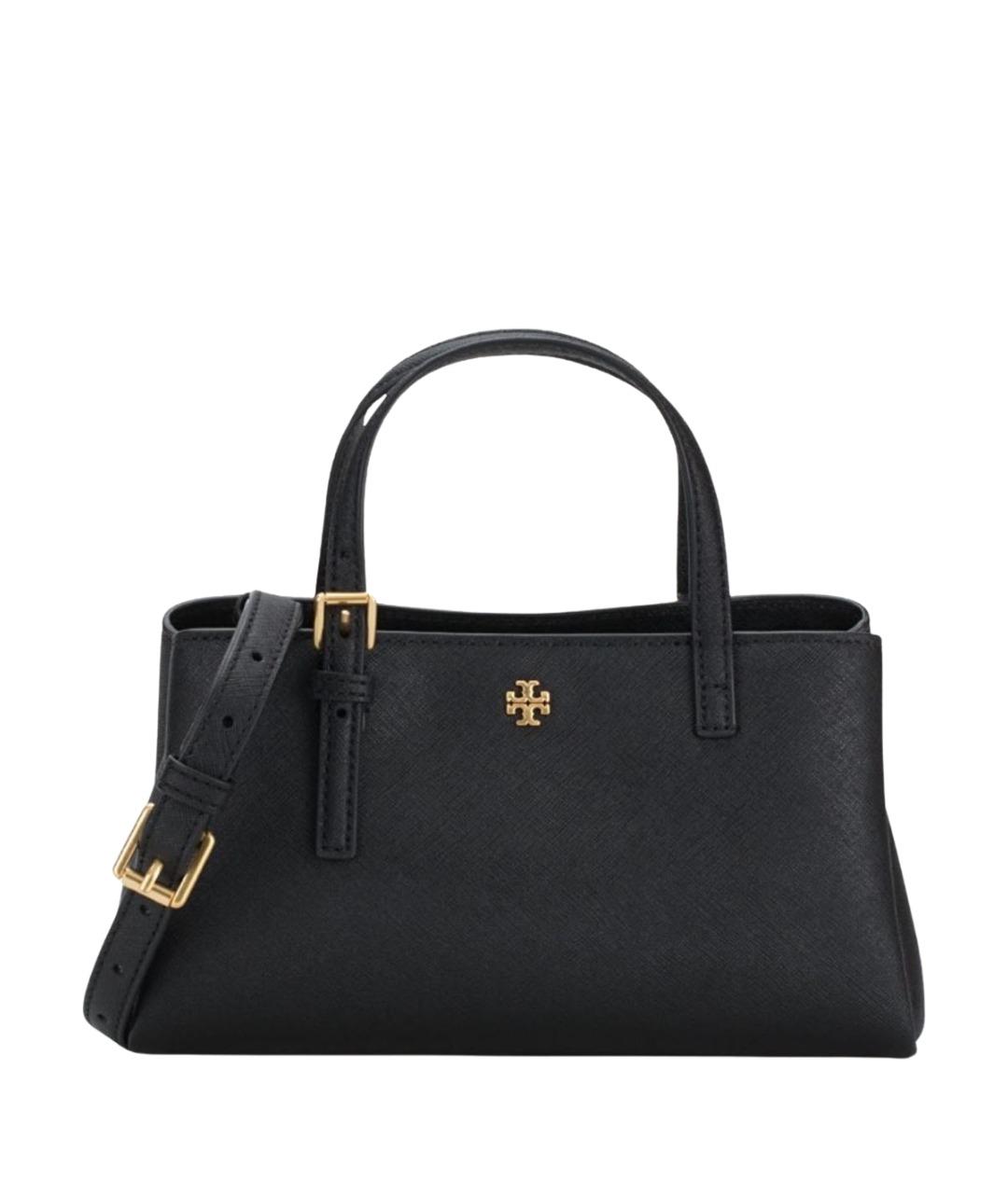 TORY BURCH Черная кожаная сумка с короткими ручками, фото 1