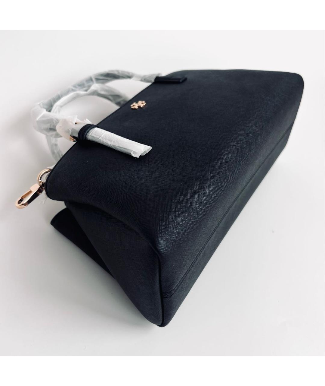 TORY BURCH Черная кожаная сумка с короткими ручками, фото 6