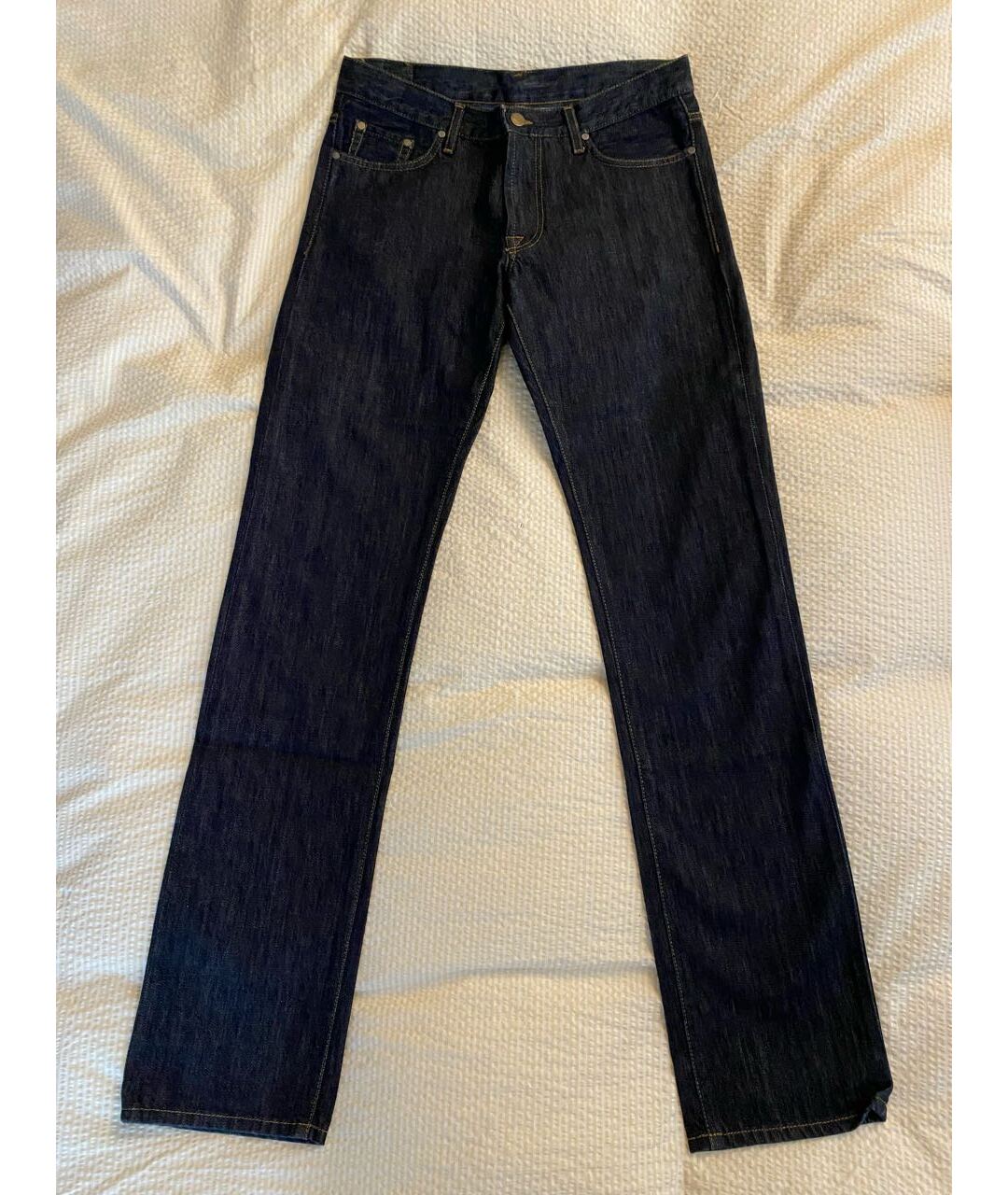 VERSACE COLLECTION Темно-синие хлопковые прямые джинсы, фото 5
