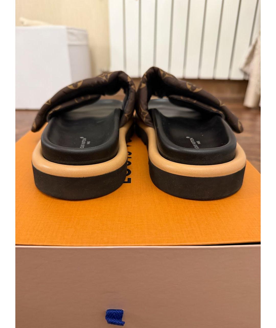 LOUIS VUITTON Коричневые синтетические шлепанцы, фото 5