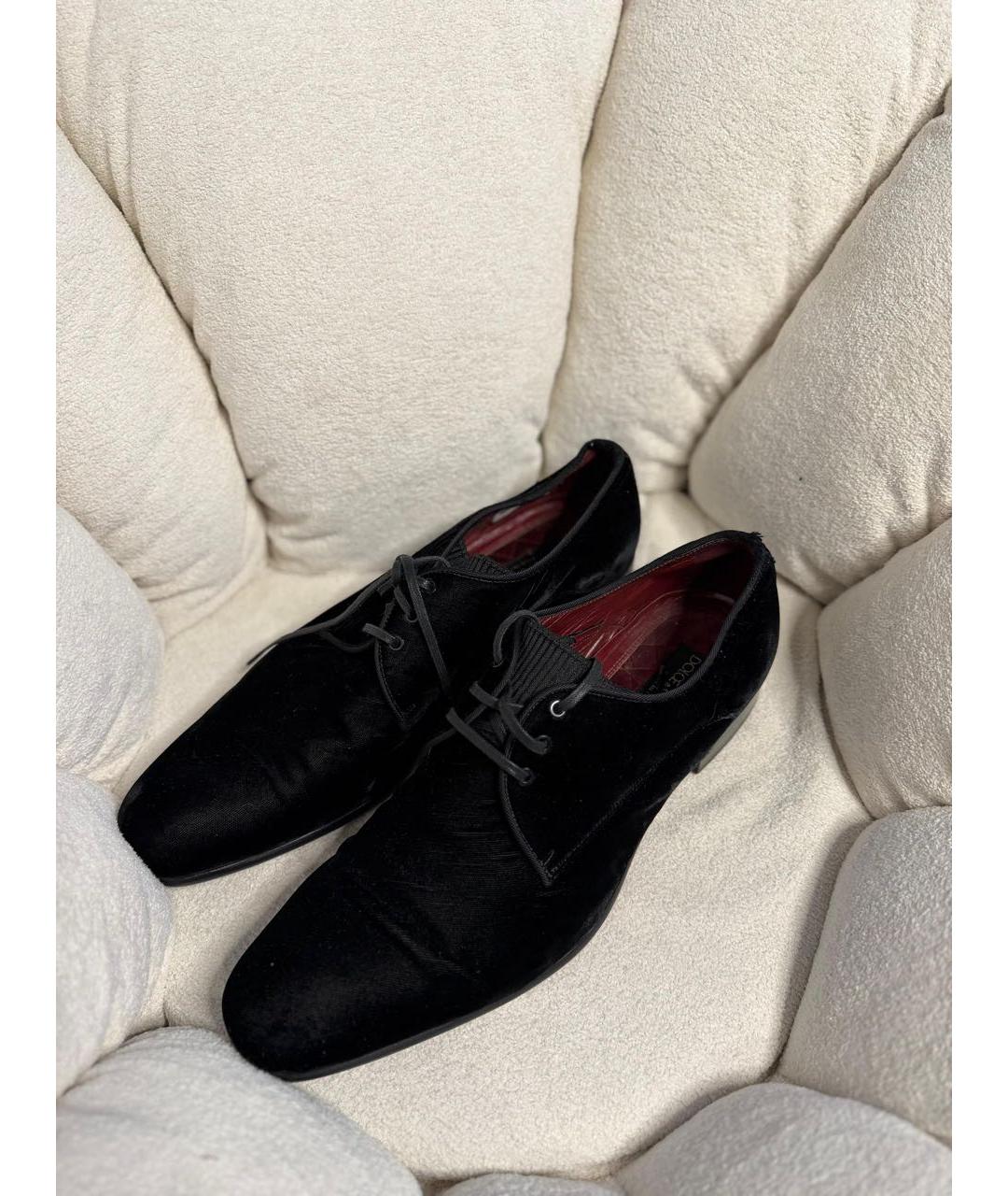 DOLCE&GABBANA Черные бархатные туфли, фото 4