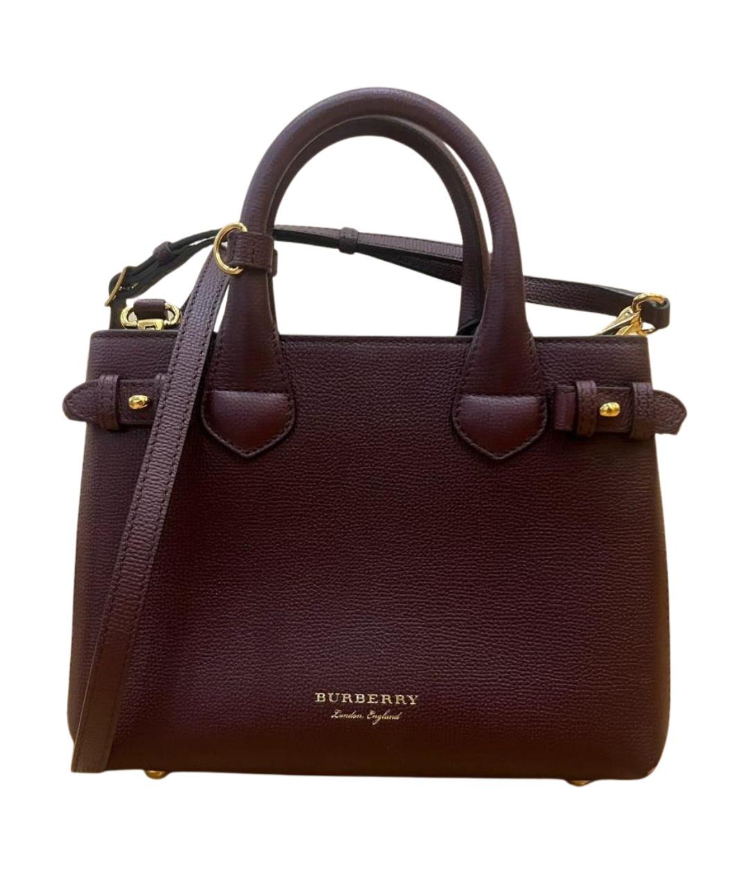 BURBERRY Бордовая кожаная сумка тоут, фото 1