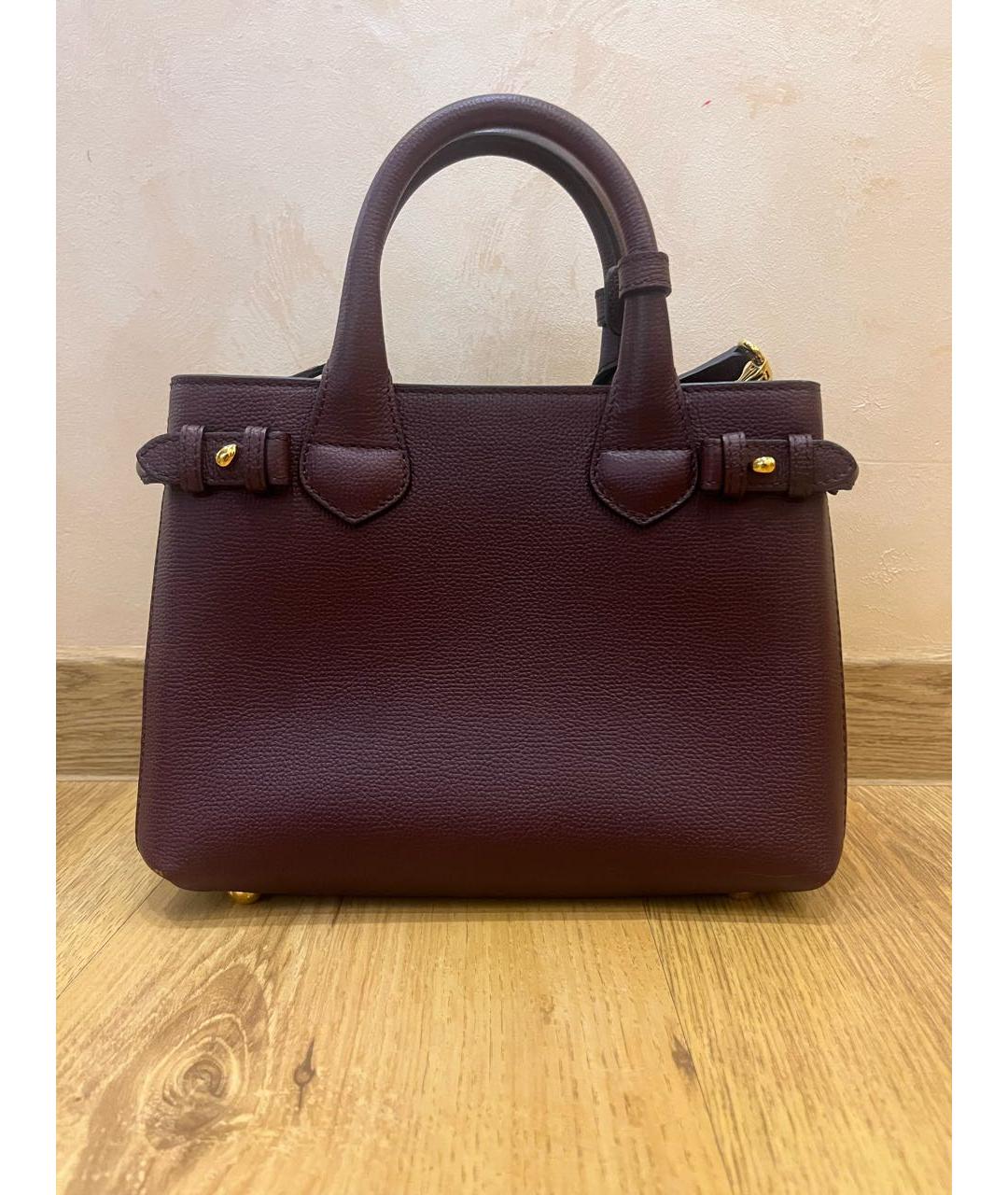 BURBERRY Бордовая кожаная сумка тоут, фото 3