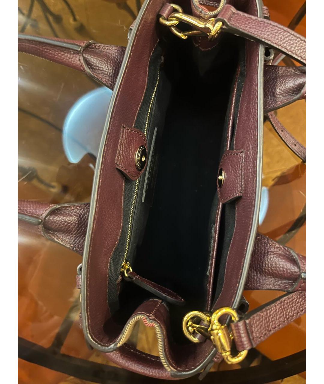 BURBERRY Бордовая кожаная сумка тоут, фото 4