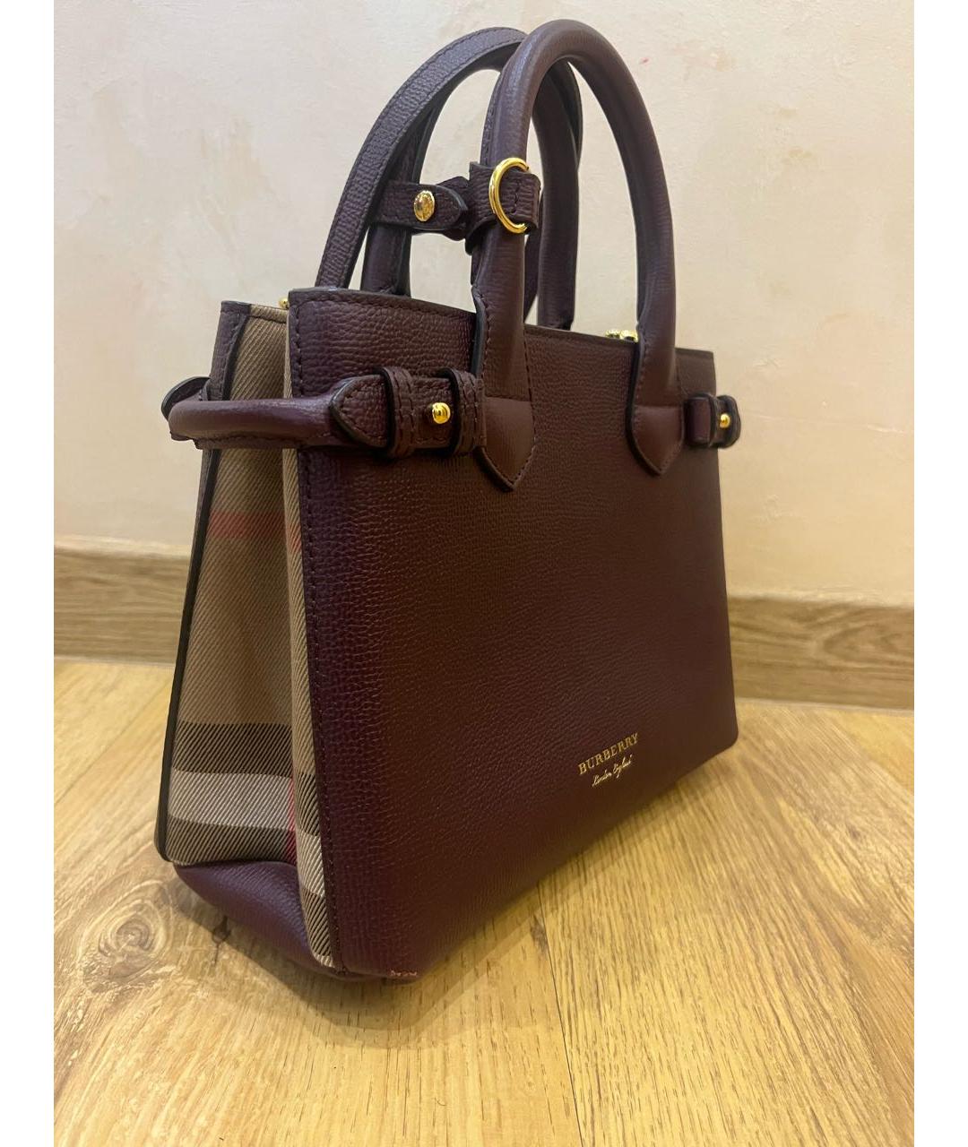 BURBERRY Бордовая кожаная сумка тоут, фото 2