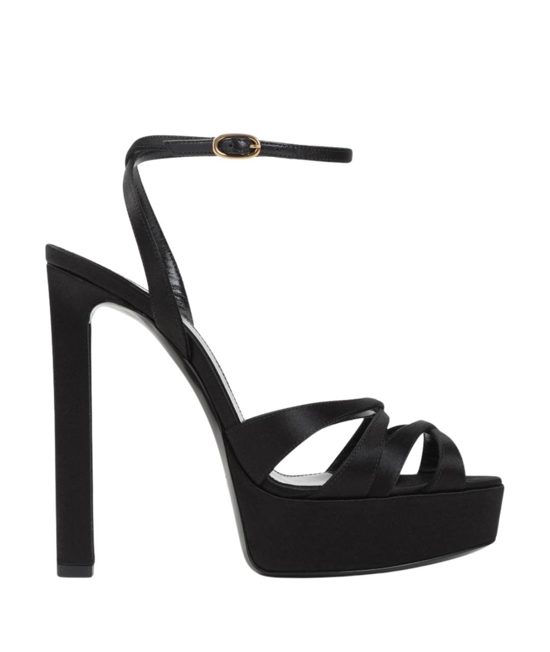 SAINT LAURENT Черные текстильные босоножки, фото 1