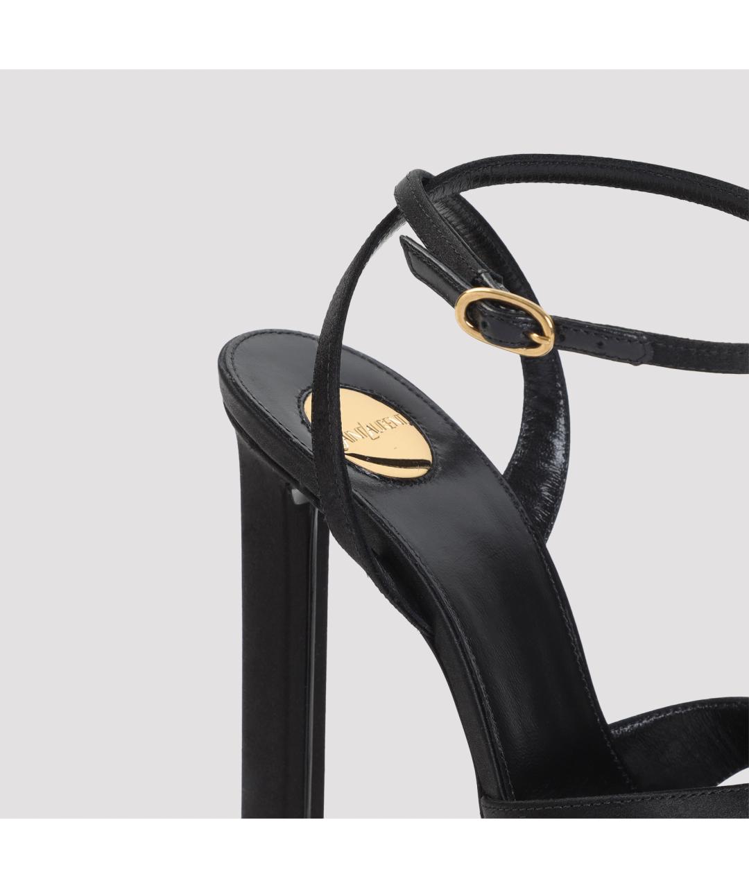 SAINT LAURENT Черные текстильные босоножки, фото 3