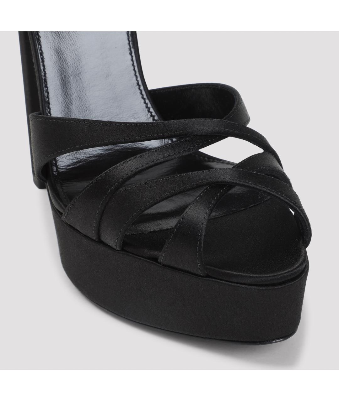 SAINT LAURENT Черные текстильные босоножки, фото 4