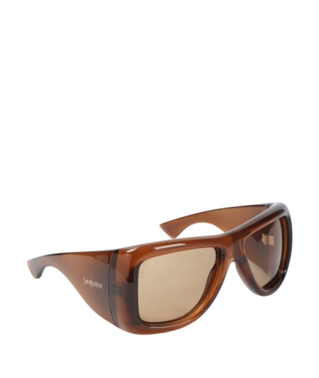 SAINT LAURENT Коричневые пластиковые солнцезащитные очки, фото 1