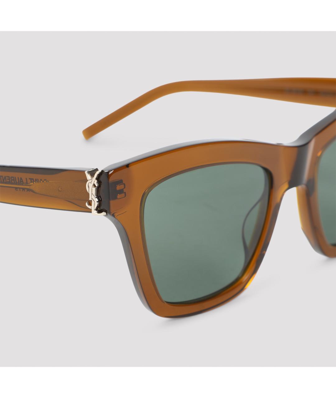 SAINT LAURENT Коричневые пластиковые солнцезащитные очки, фото 3