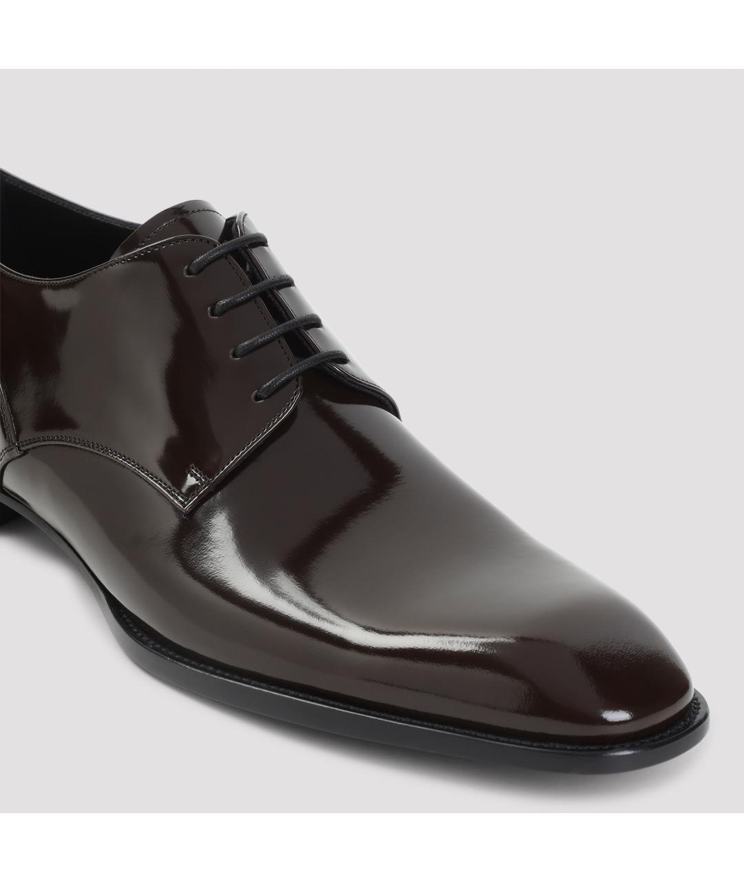 SAINT LAURENT Коричневые кожаные туфли, фото 4