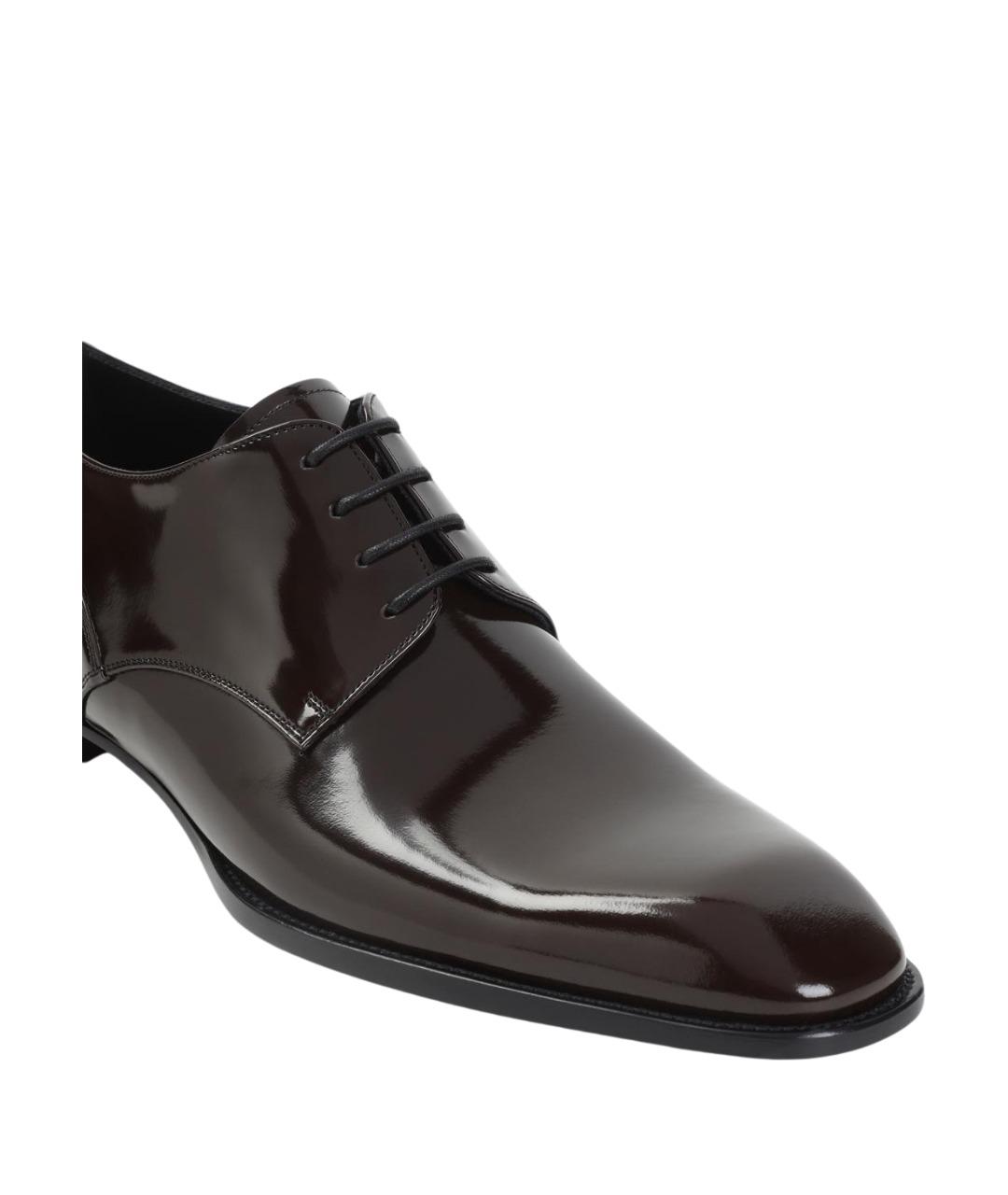 SAINT LAURENT Коричневые кожаные туфли, фото 3