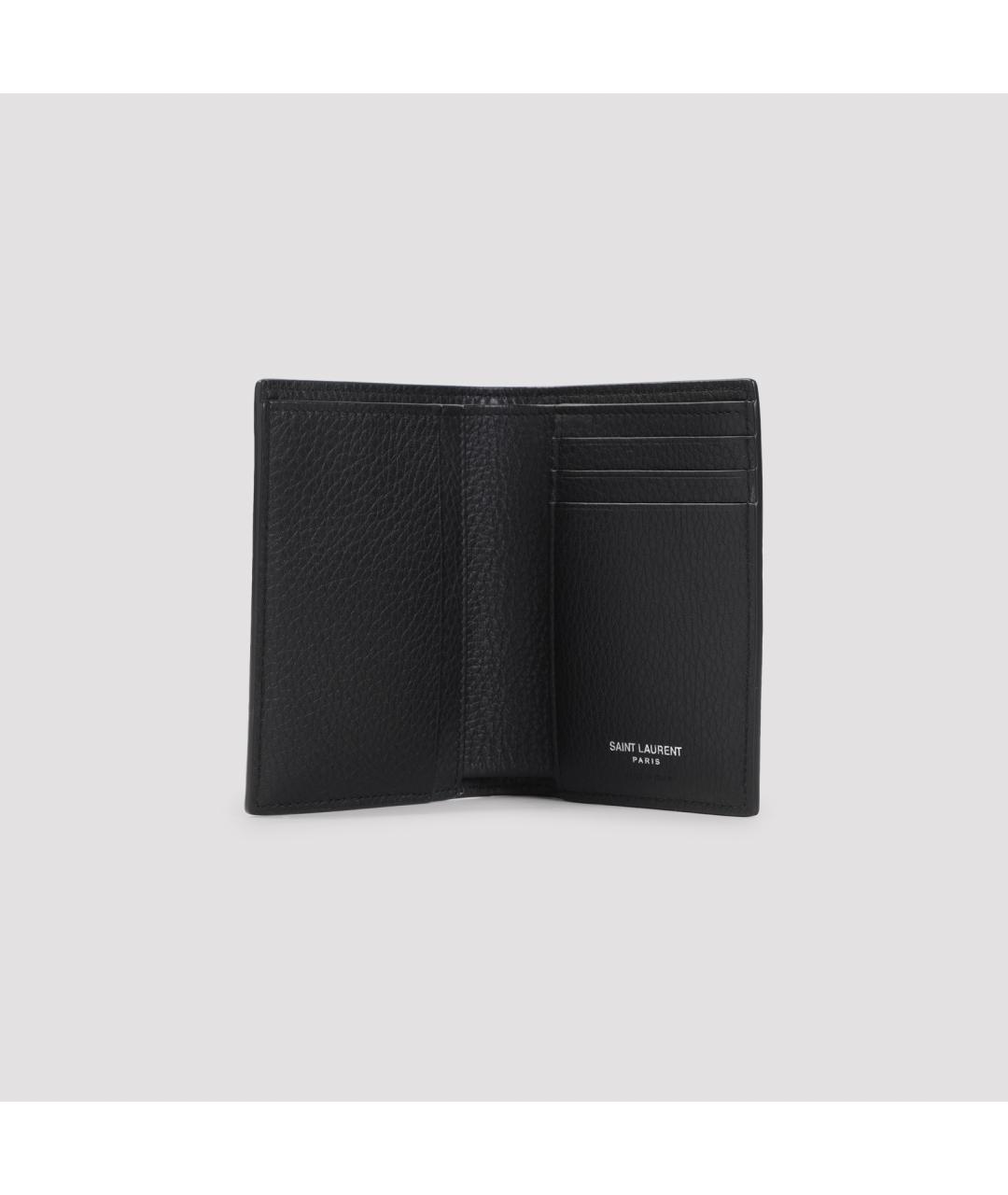 SAINT LAURENT Черный кожаный кошелек, фото 3