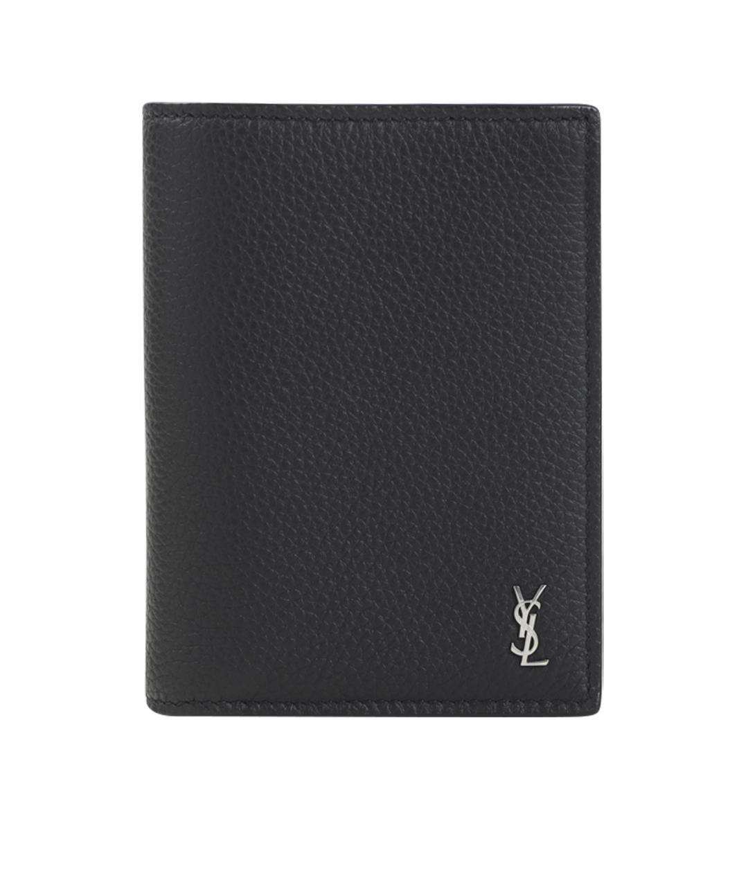 SAINT LAURENT Черный кожаный кошелек, фото 1