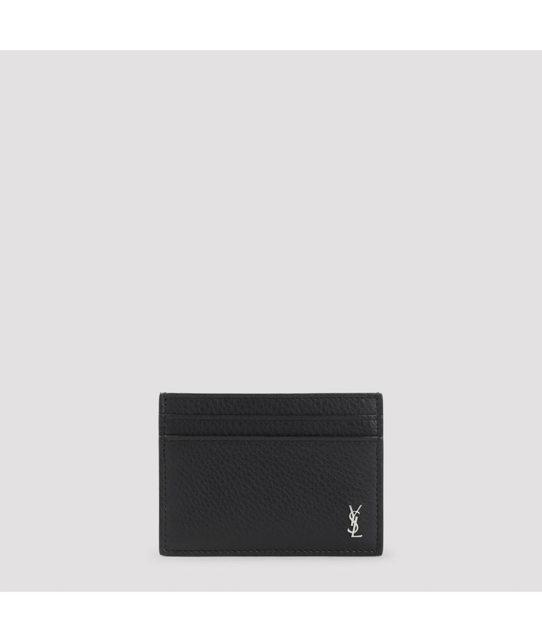 SAINT LAURENT Черный кожаный кардхолдер, фото 4
