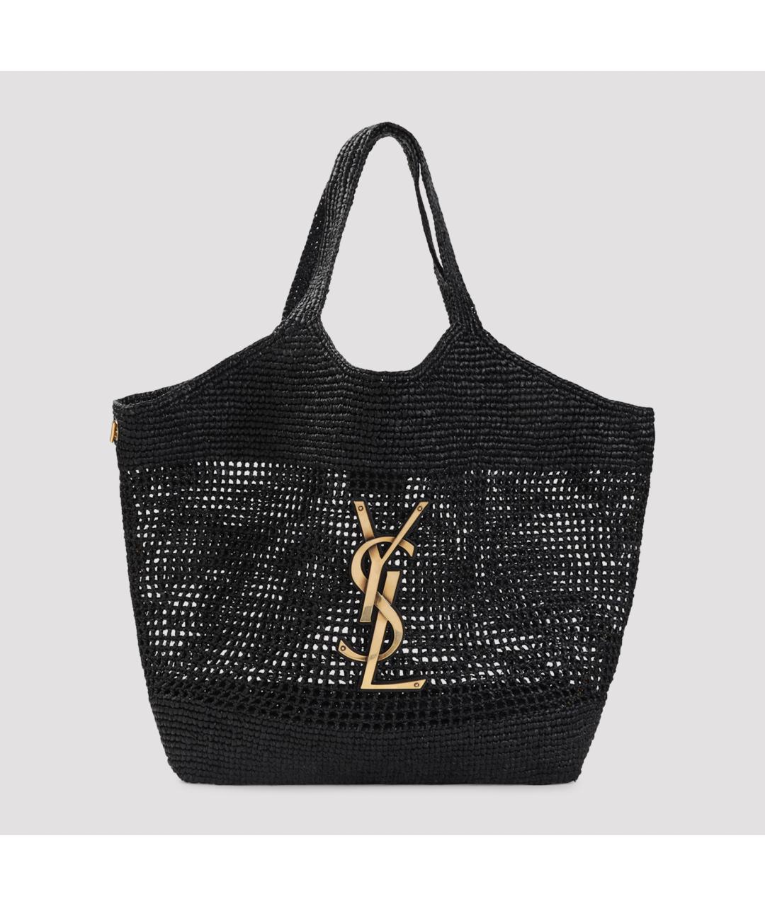 SAINT LAURENT Черная пелетеная сумка тоут, фото 2