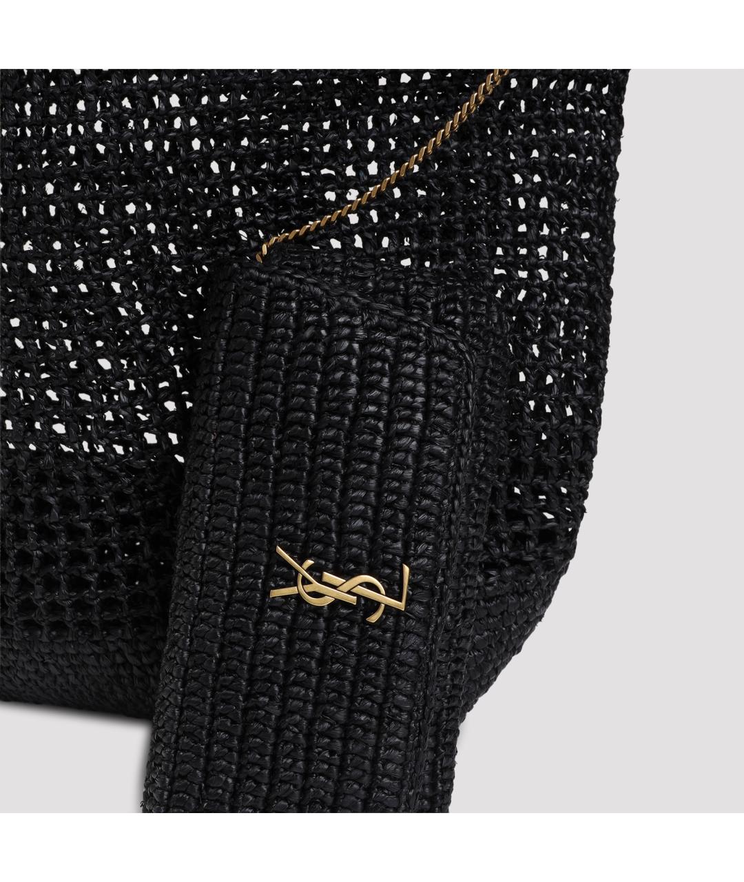 SAINT LAURENT Черная пелетеная сумка тоут, фото 6