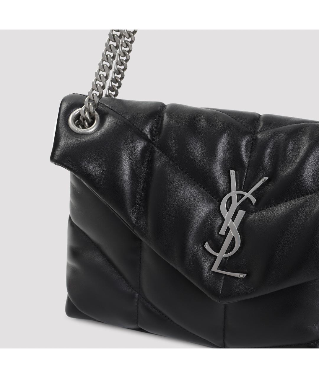 SAINT LAURENT Черная кожаная сумка через плечо, фото 5