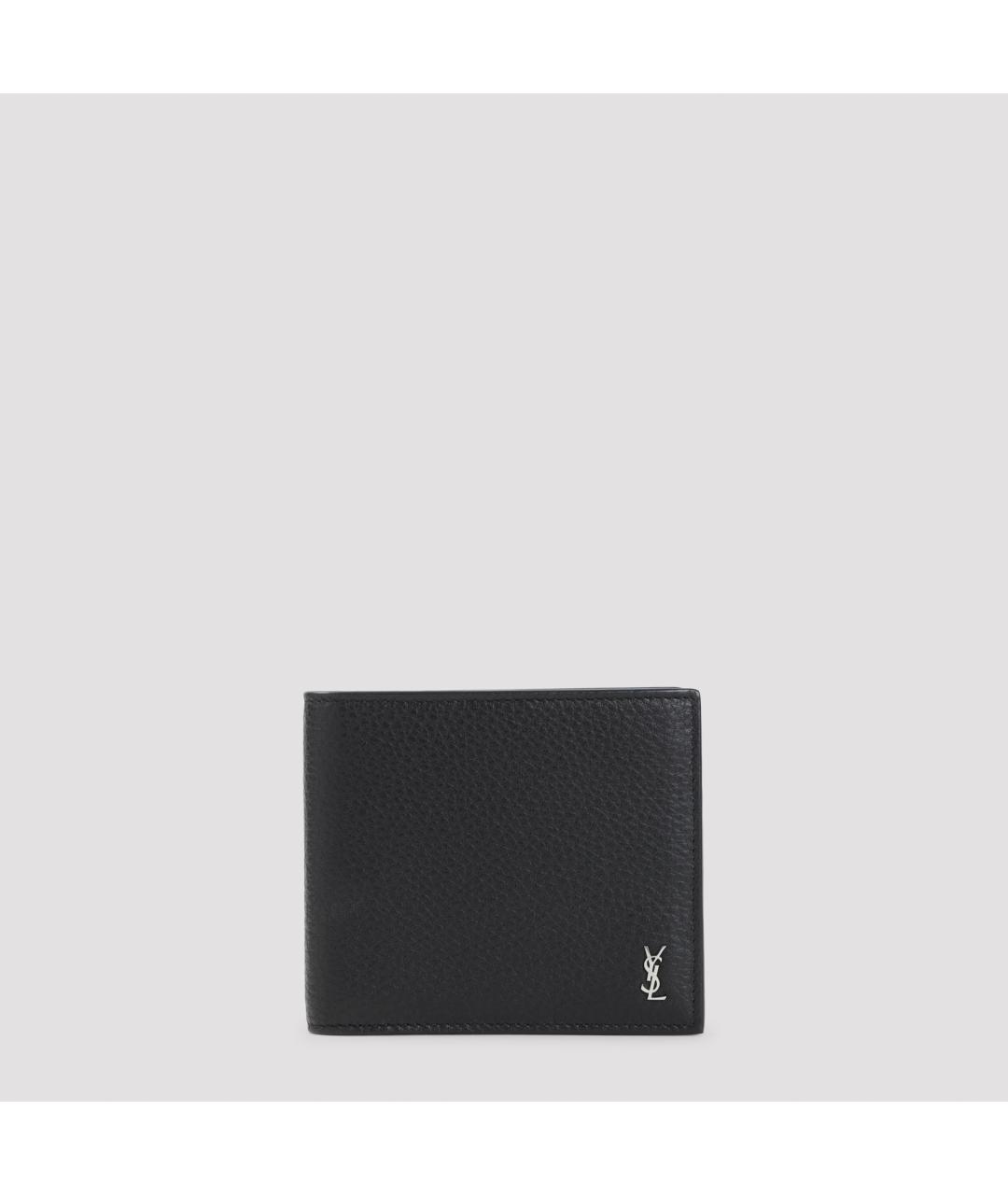 SAINT LAURENT Черный кожаный кошелек, фото 5