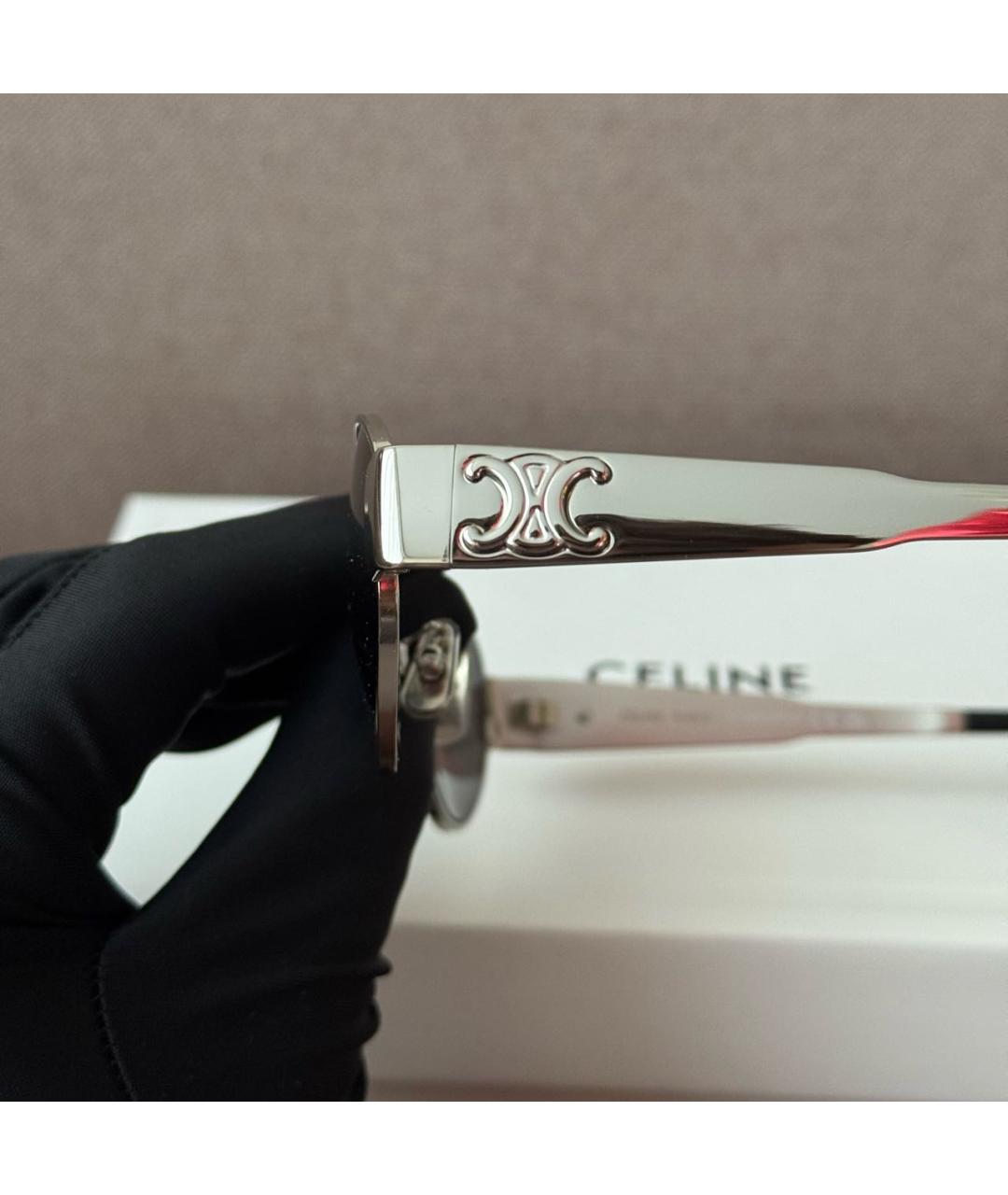 CELINE Серебряные металлические солнцезащитные очки, фото 4