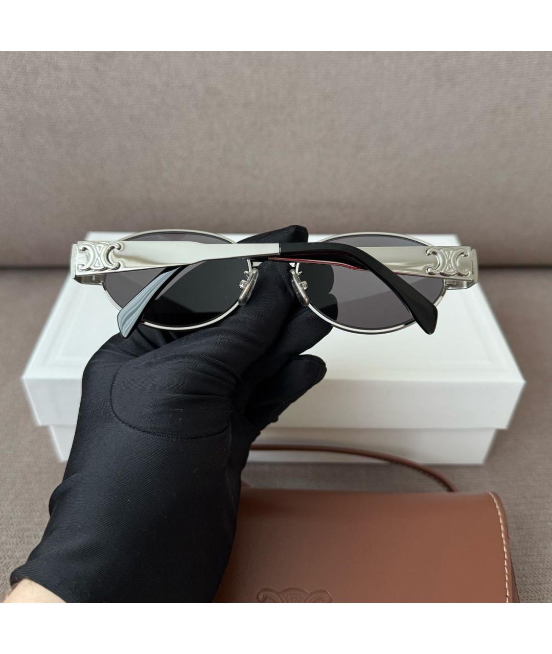 CELINE Серебряные металлические солнцезащитные очки, фото 3