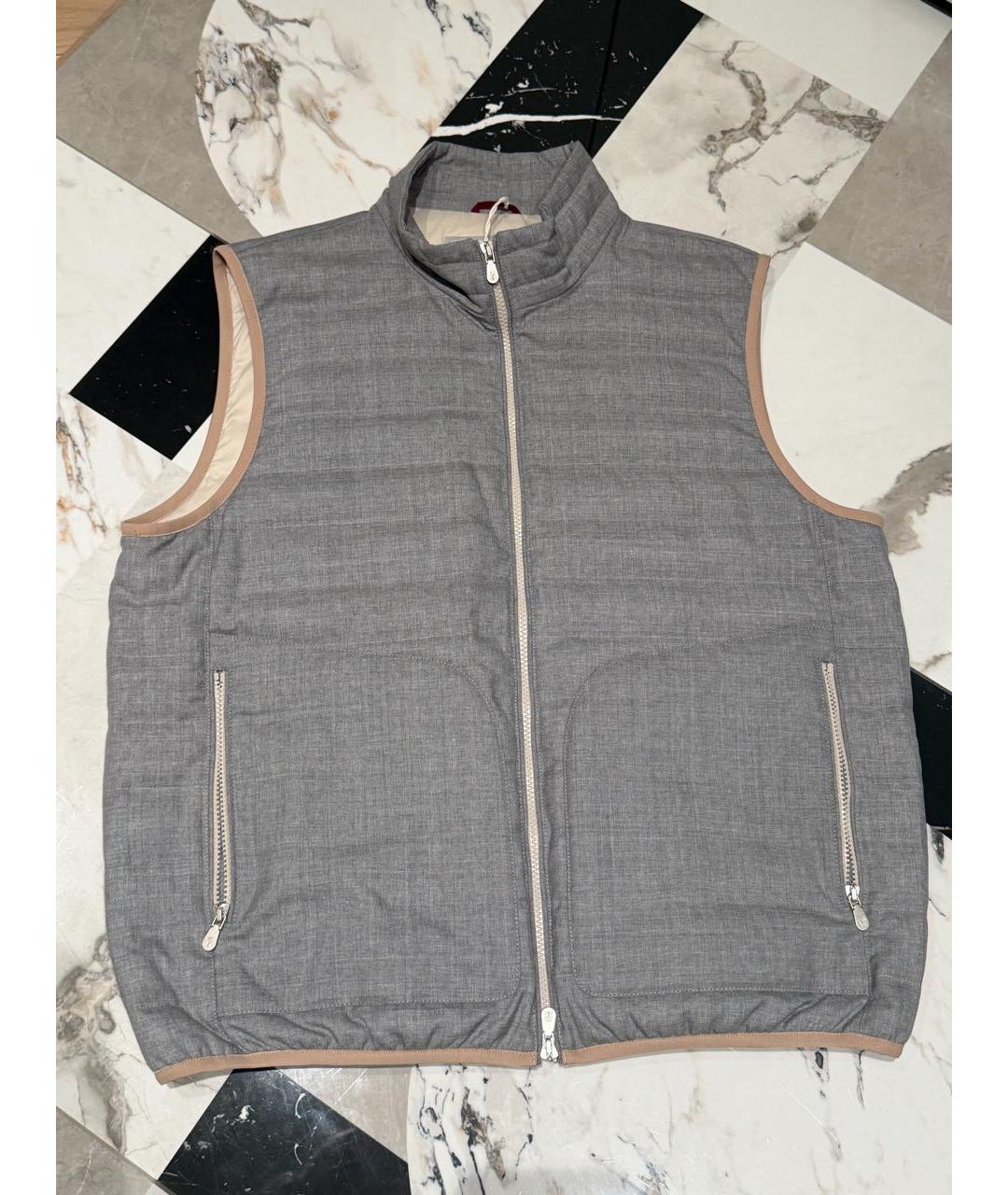 BRUNELLO CUCINELLI Серый шерстяной жилет, фото 7