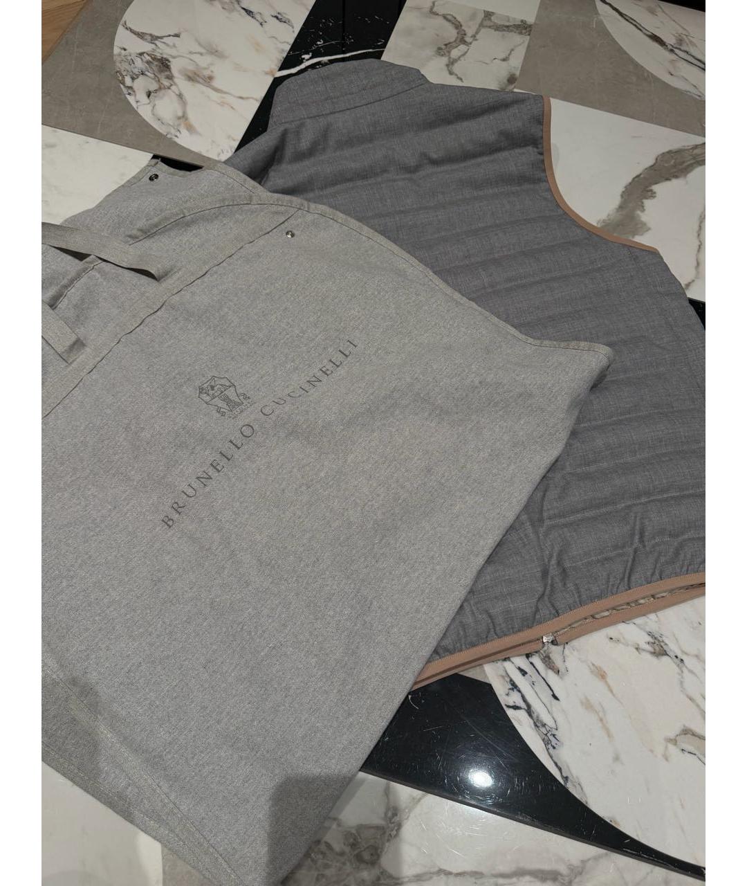 BRUNELLO CUCINELLI Серый шерстяной жилет, фото 5