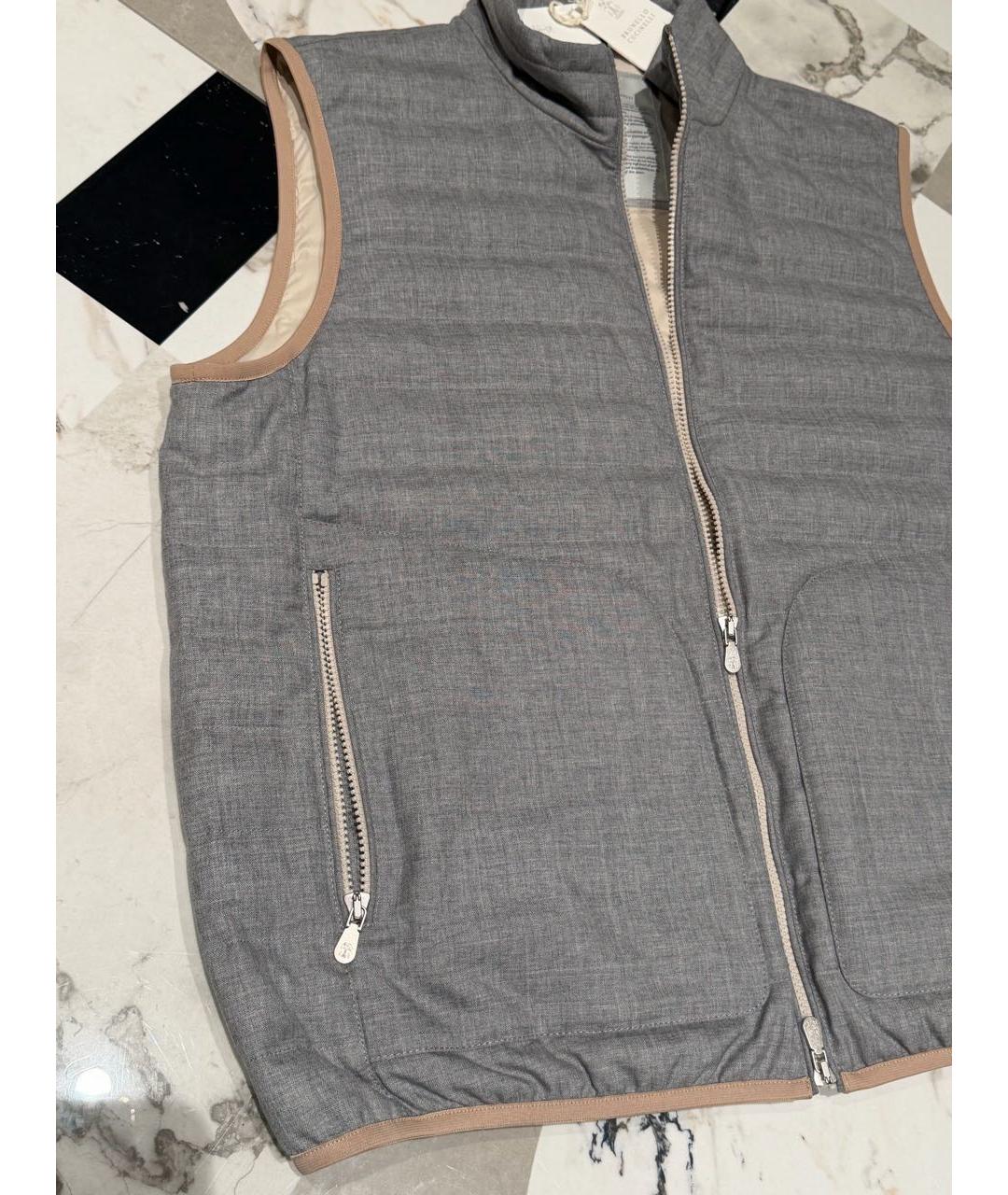 BRUNELLO CUCINELLI Серый шерстяной жилет, фото 4