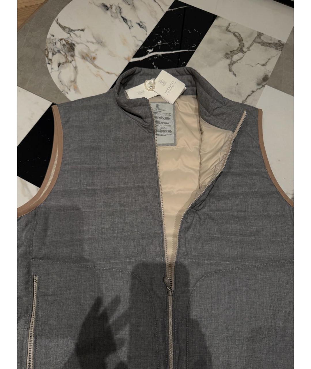 BRUNELLO CUCINELLI Серый шерстяной жилет, фото 3
