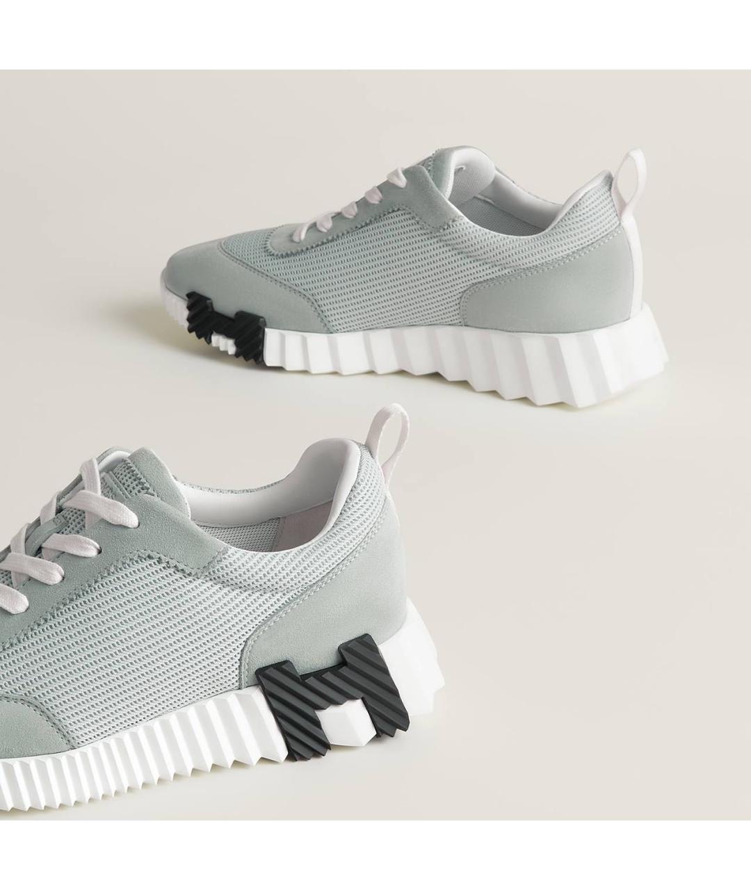 HERMES Голубые текстильные кроссовки, фото 5