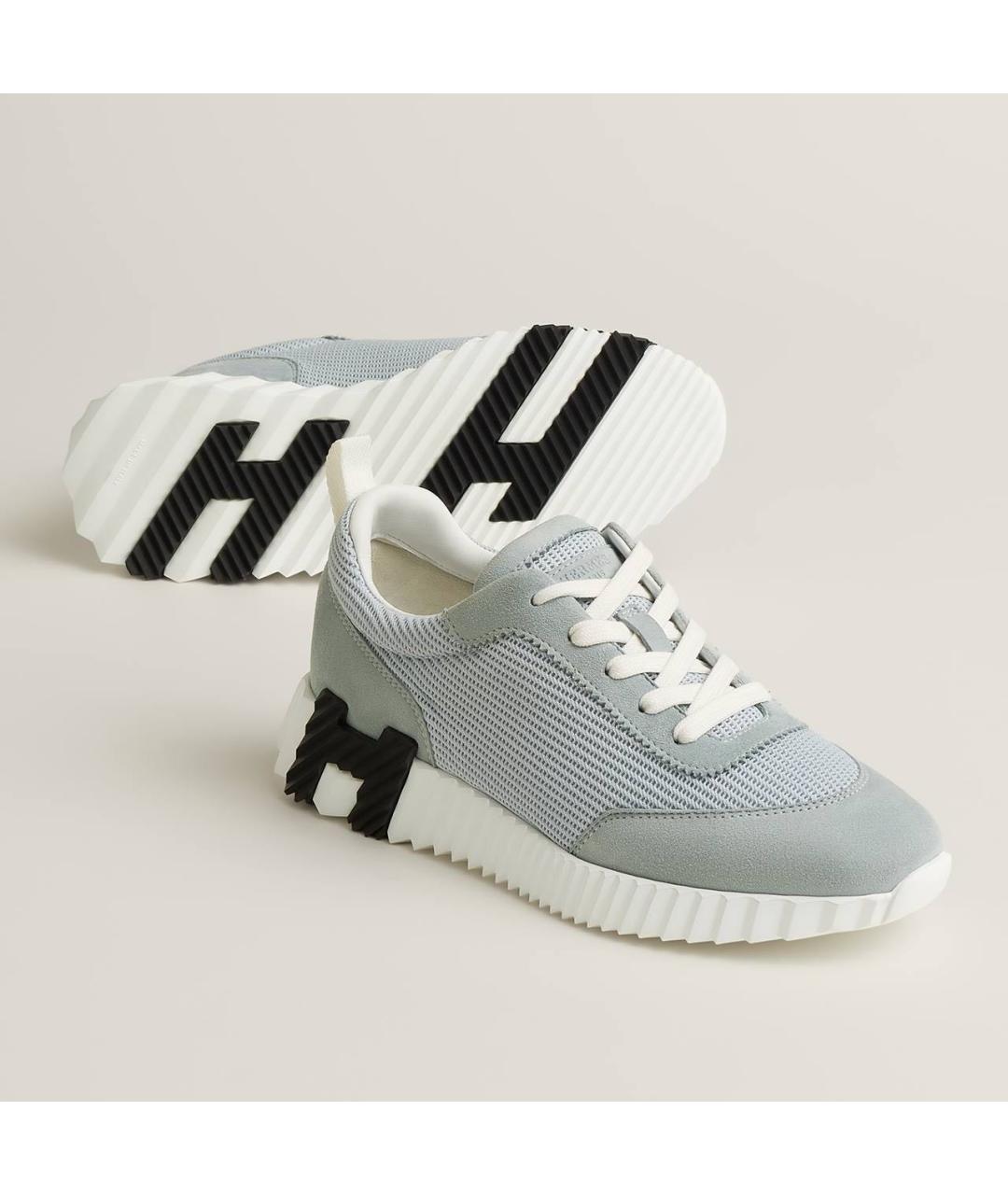 HERMES Голубые текстильные кроссовки, фото 2