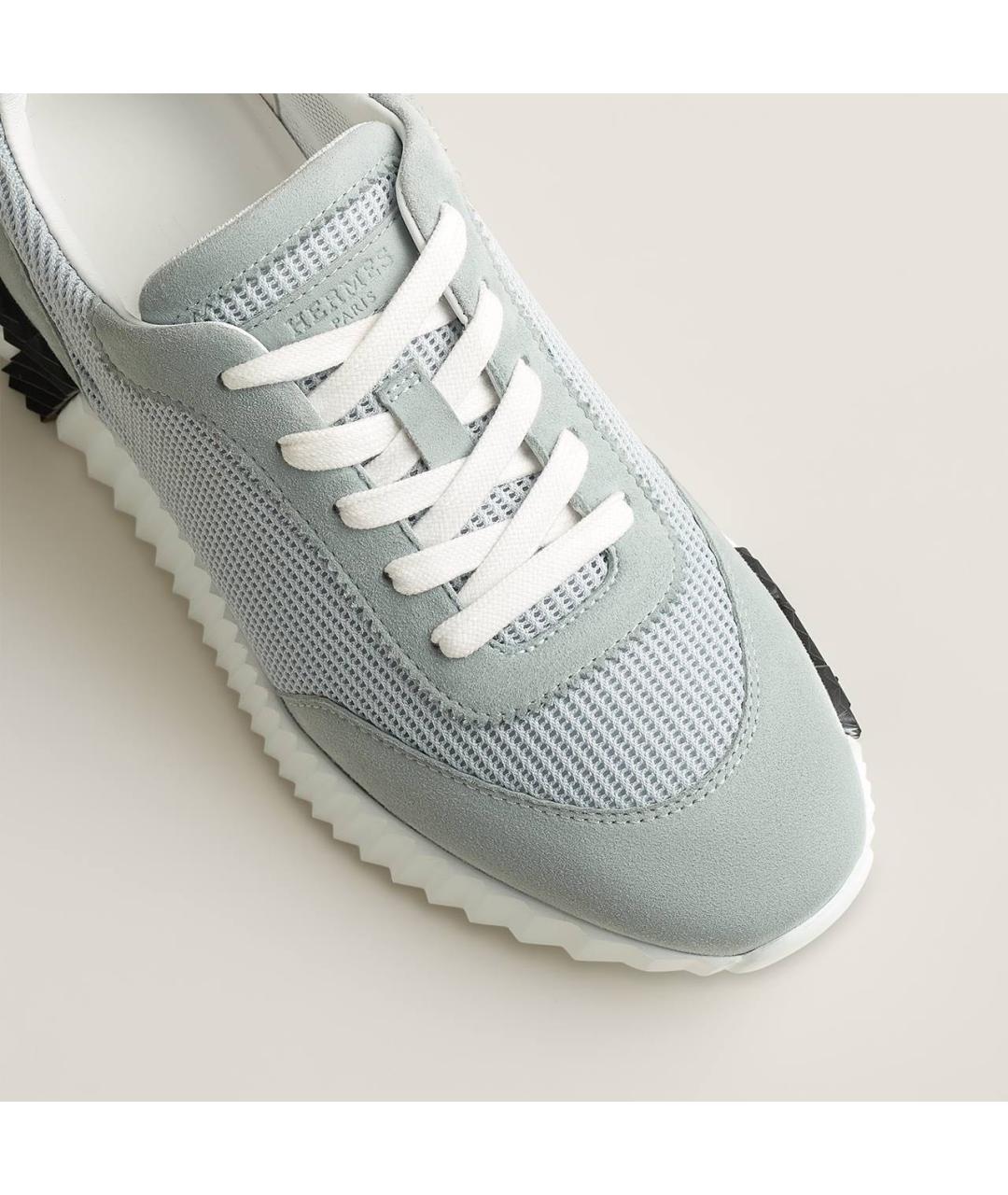 HERMES Голубые текстильные кроссовки, фото 6