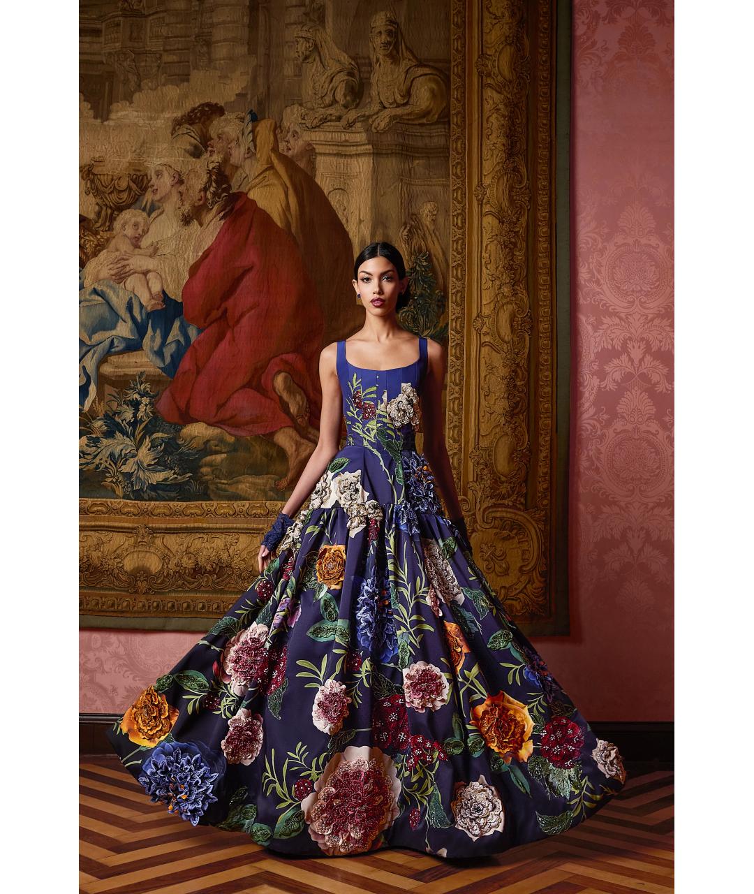 ALICE+OLIVIA Темно-синее полиэстеровое вечернее платье, фото 7