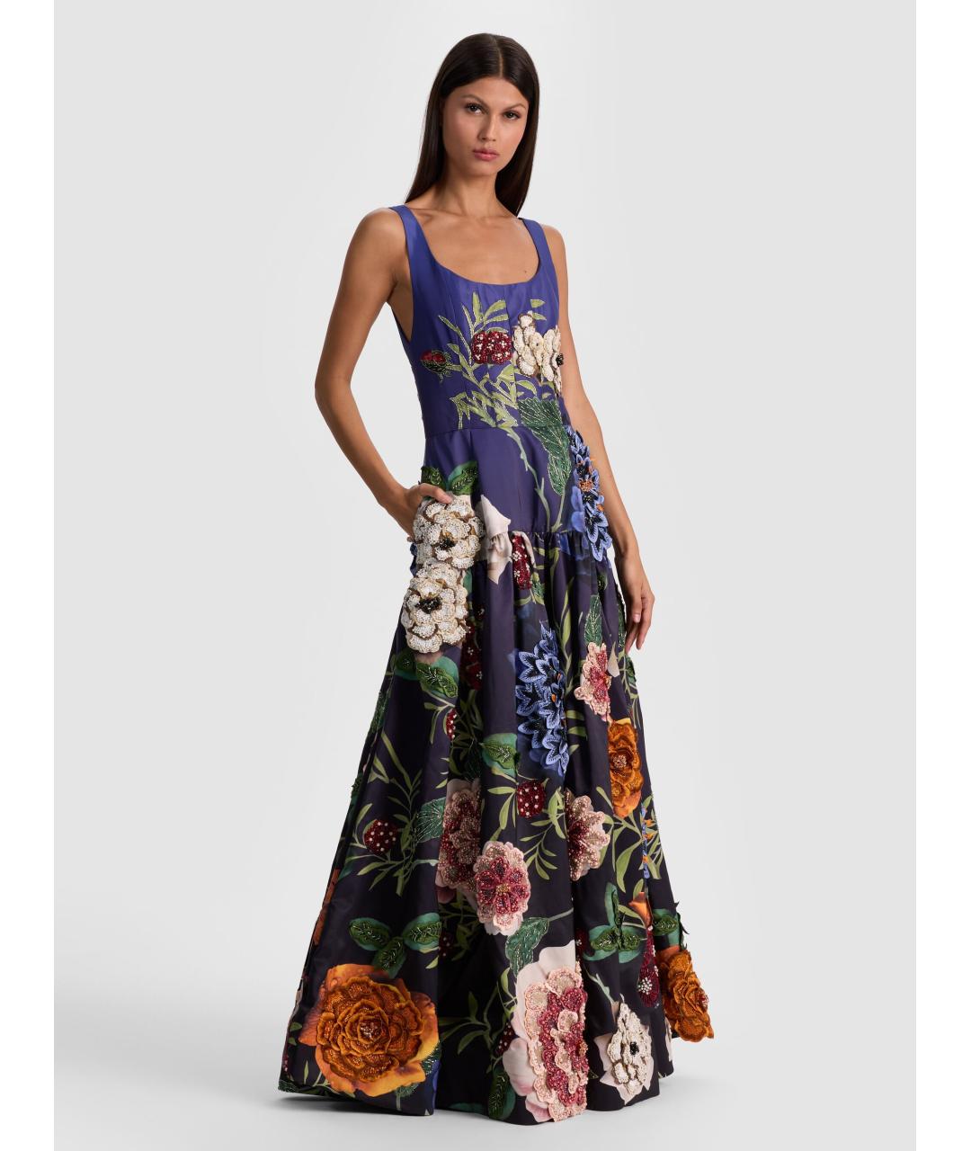 ALICE+OLIVIA Темно-синее полиэстеровое вечернее платье, фото 3