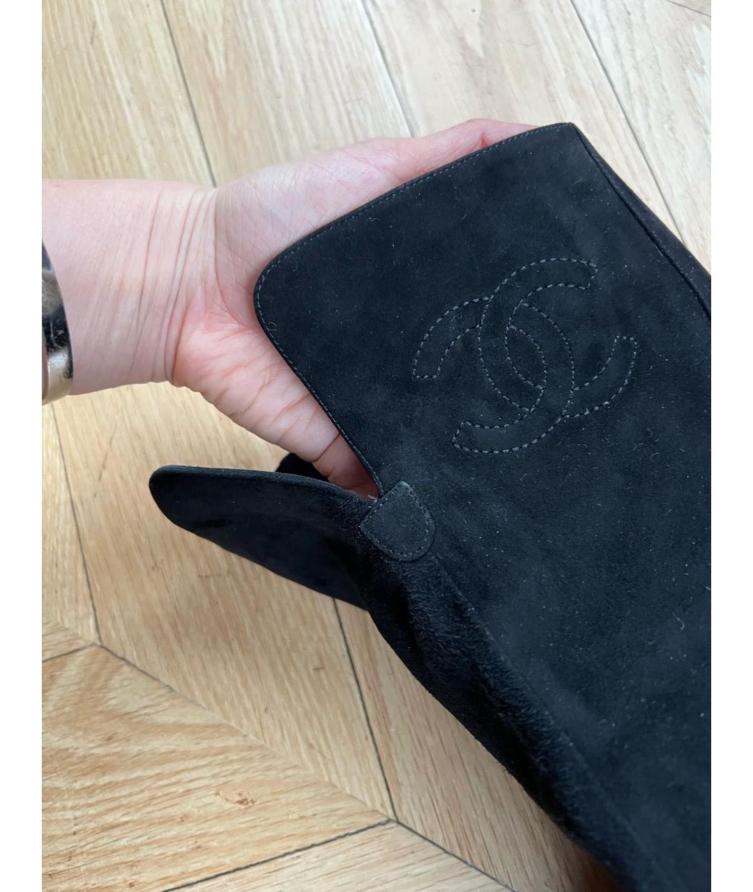 CHANEL Черные замшевые ботфорты, фото 8
