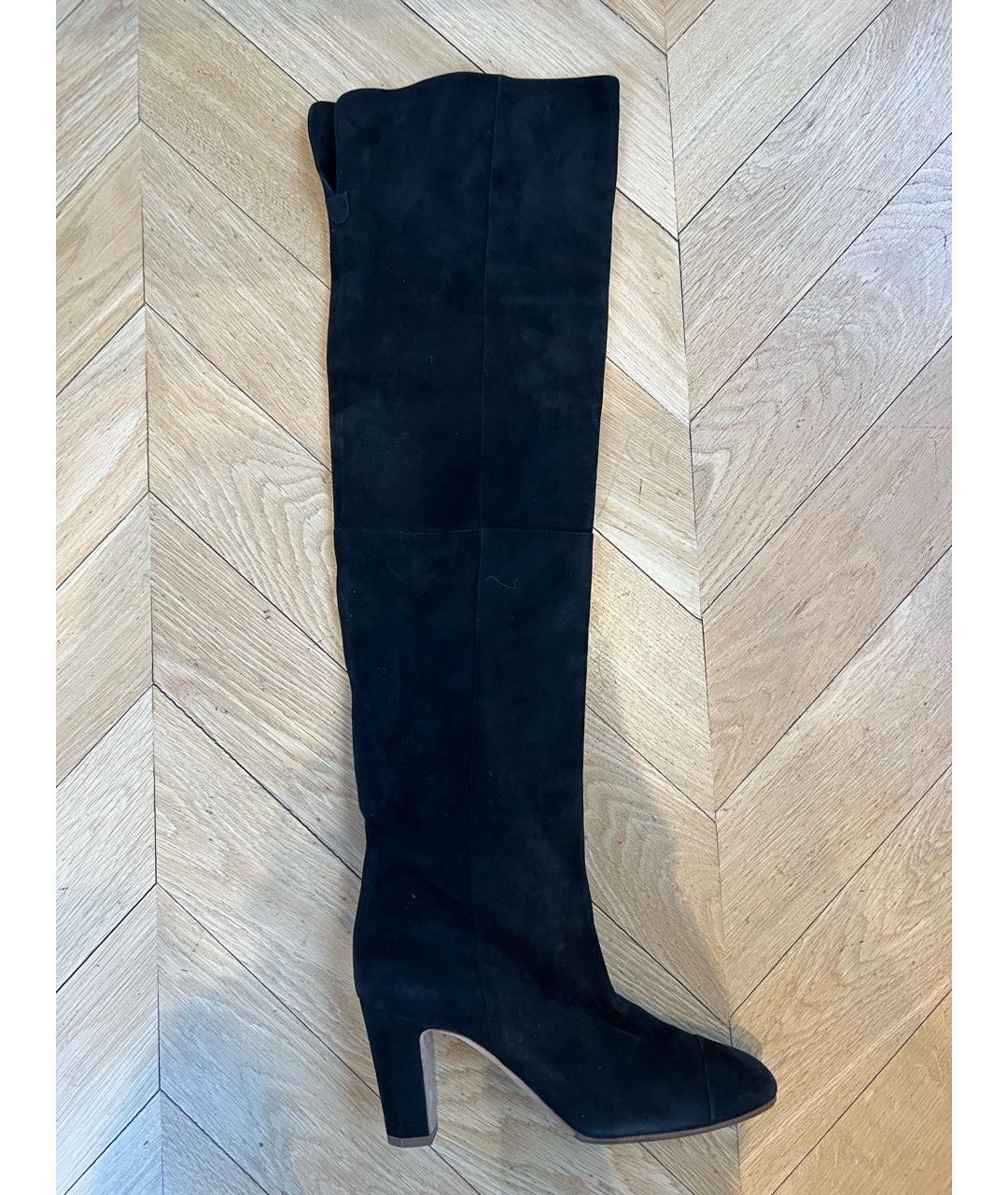 CHANEL Черные замшевые ботфорты, фото 9