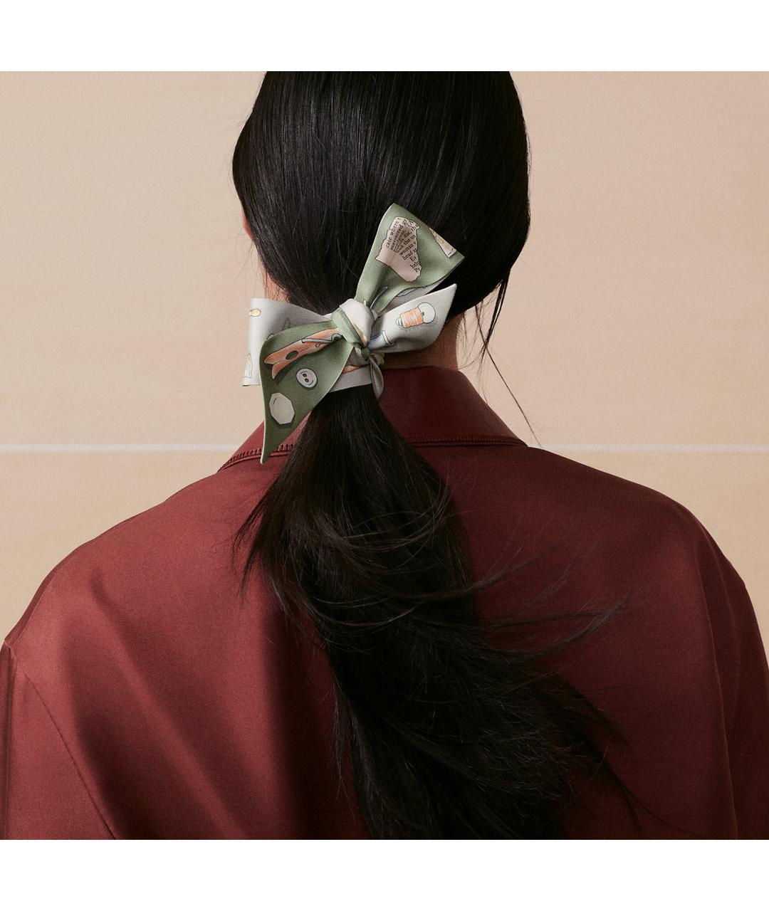 HERMES Серый шелковый платок, фото 7