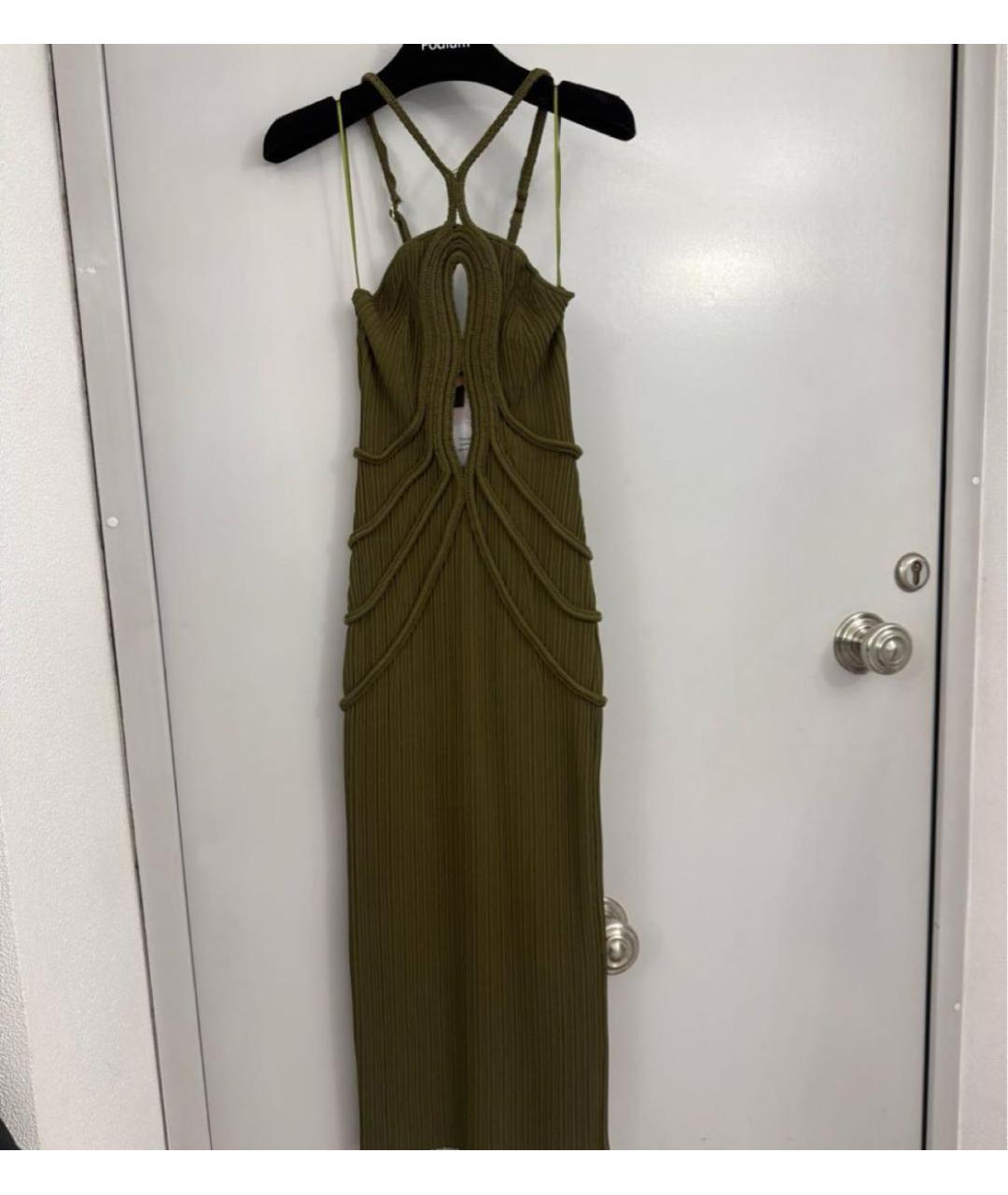 CULT GAIA Хаки вискозное коктейльное платье, фото 5