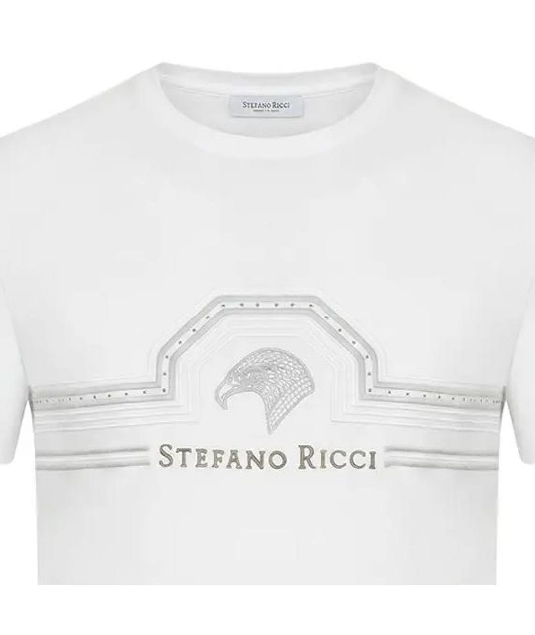 STEFANO RICCI Белая хлопковая футболка, фото 4