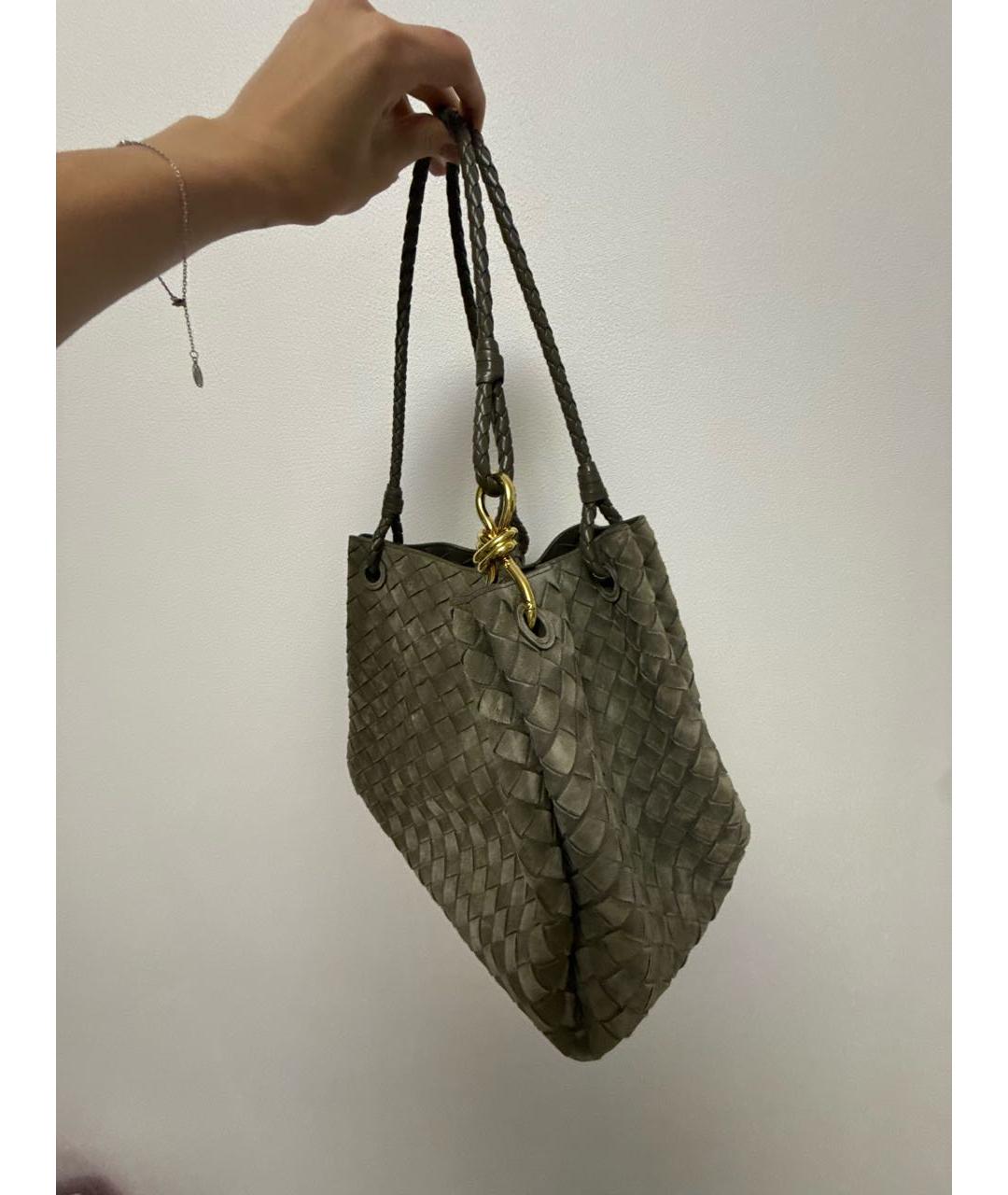 BOTTEGA VENETA Хаки замшевая сумка через плечо, фото 2