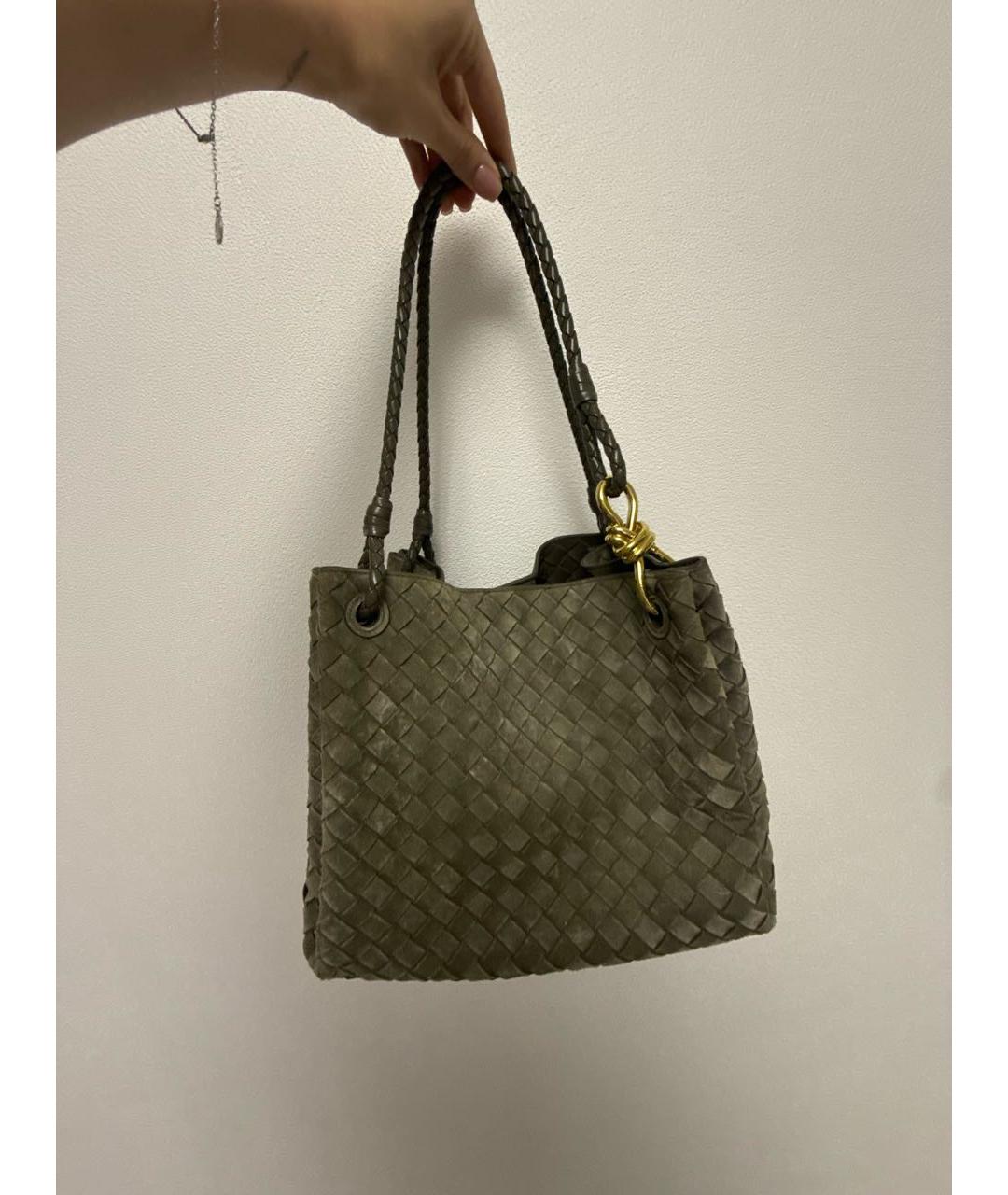 BOTTEGA VENETA Хаки замшевая сумка через плечо, фото 5