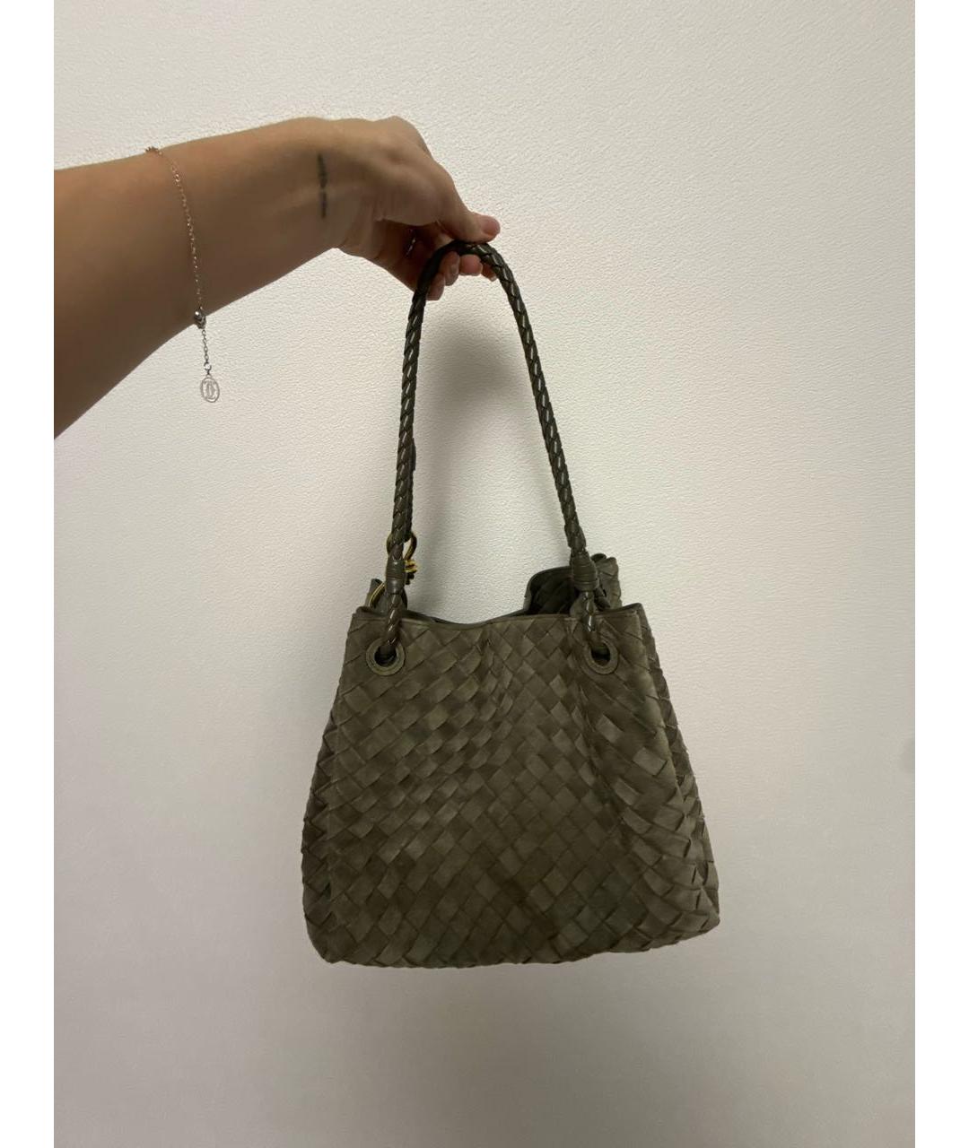 BOTTEGA VENETA Хаки замшевая сумка через плечо, фото 3