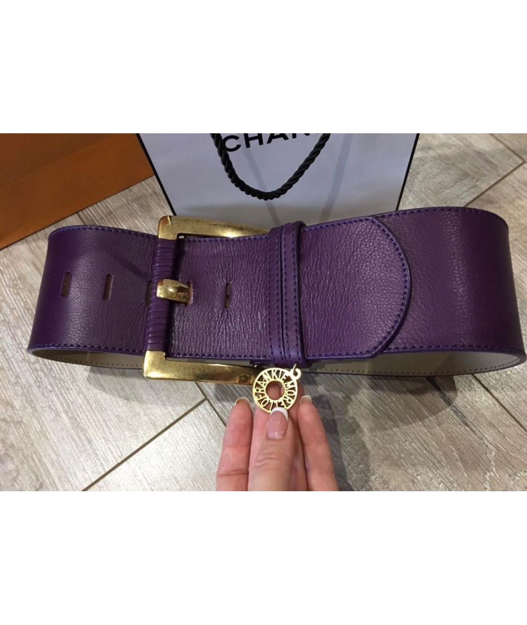 THE FRANKIE SHOP Фиолетовый кожаный ремень, фото 5