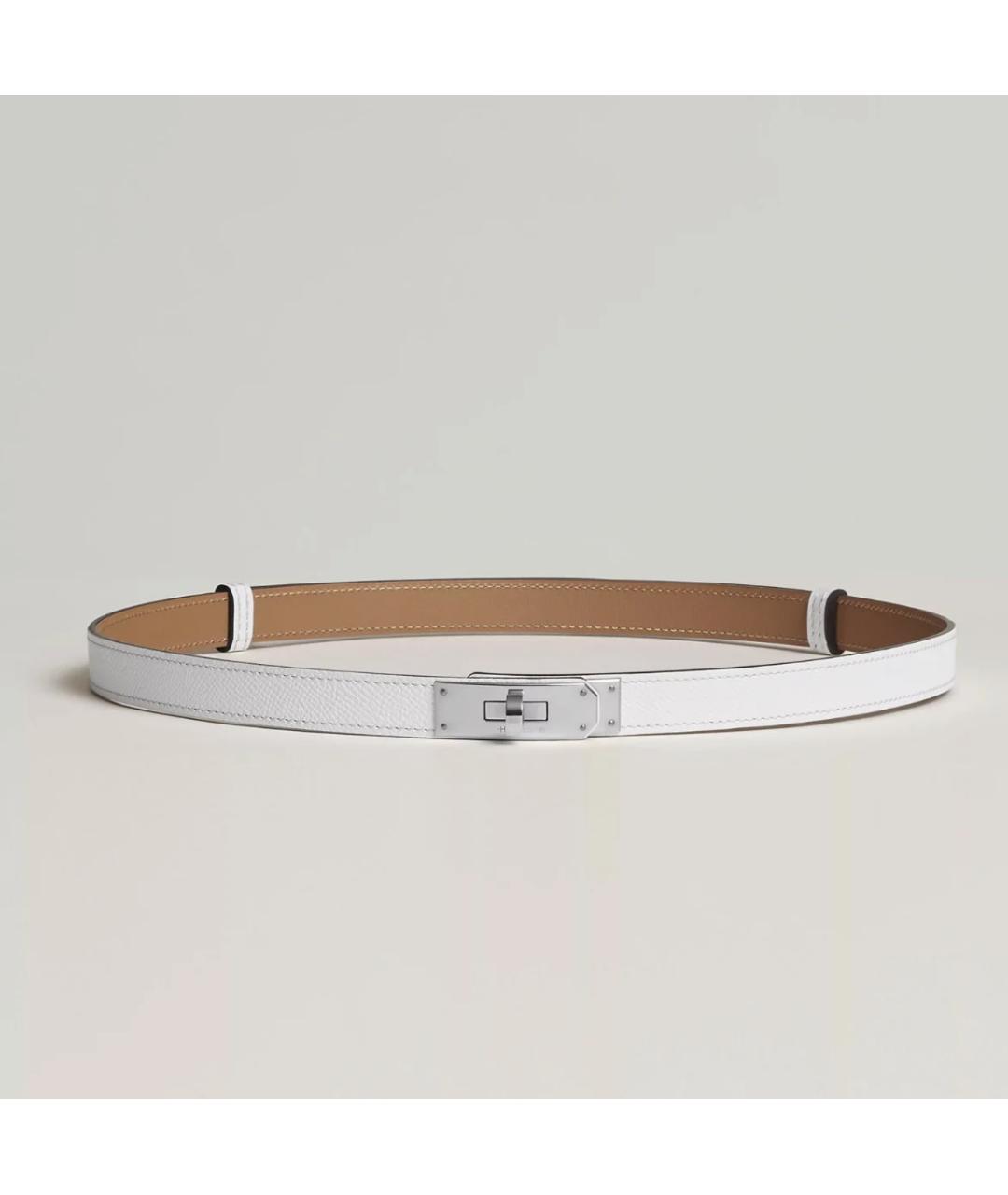HERMES Белый кожаный ремень, фото 2