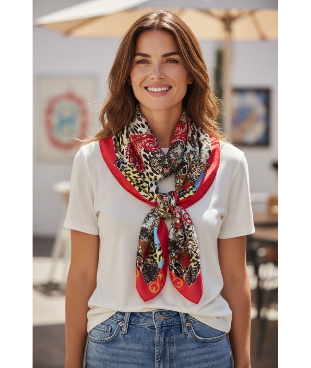 ESCADA Красный шелковый платок, фото 6