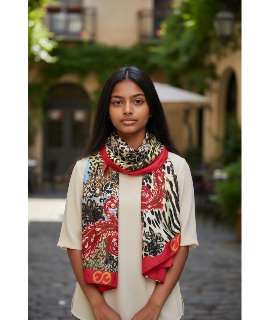 ESCADA Красный шелковый платок, фото 8