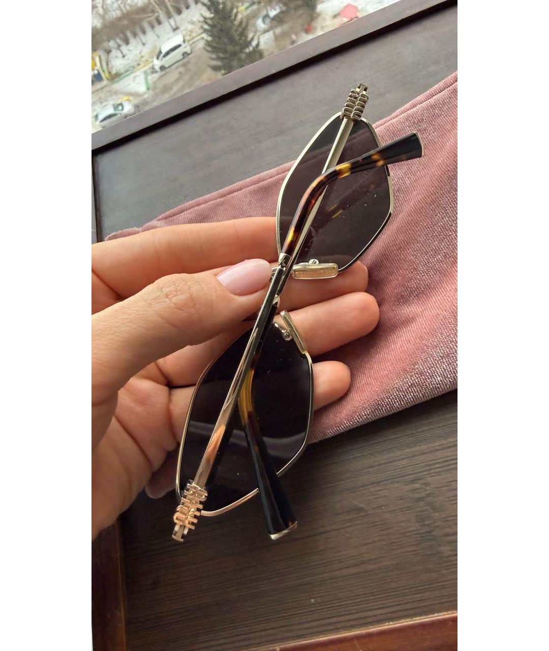 MIU MIU Коричневые металлические солнцезащитные очки, фото 2