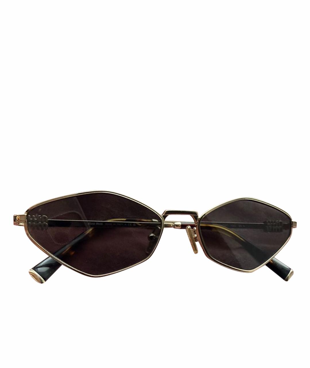 MIU MIU Коричневые металлические солнцезащитные очки, фото 1