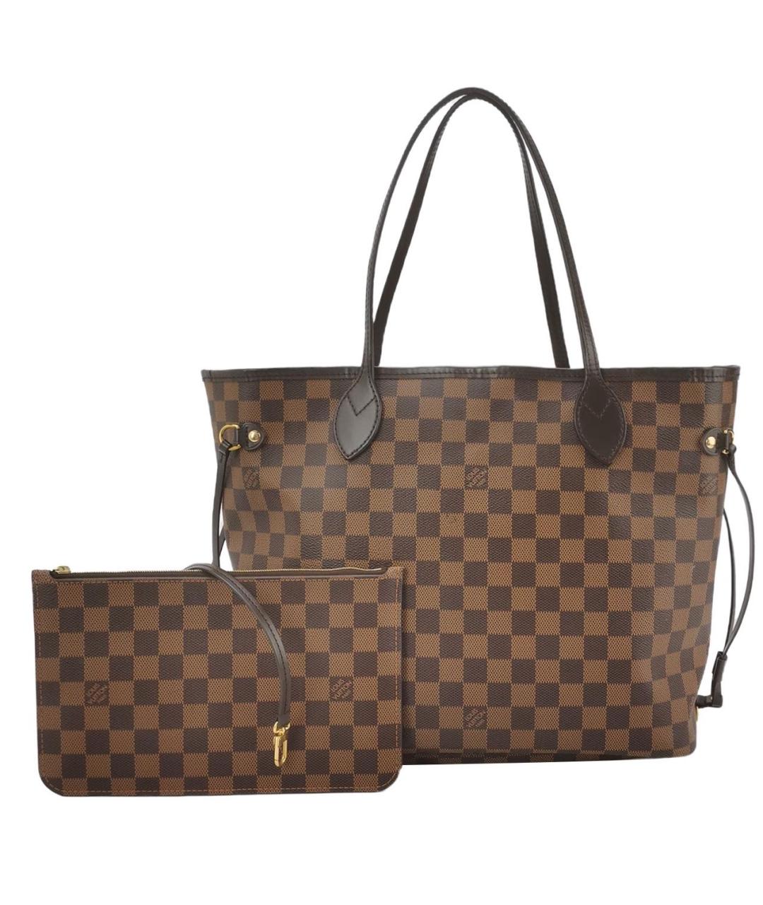 LOUIS VUITTON Коричневая кожаная сумка тоут, фото 9