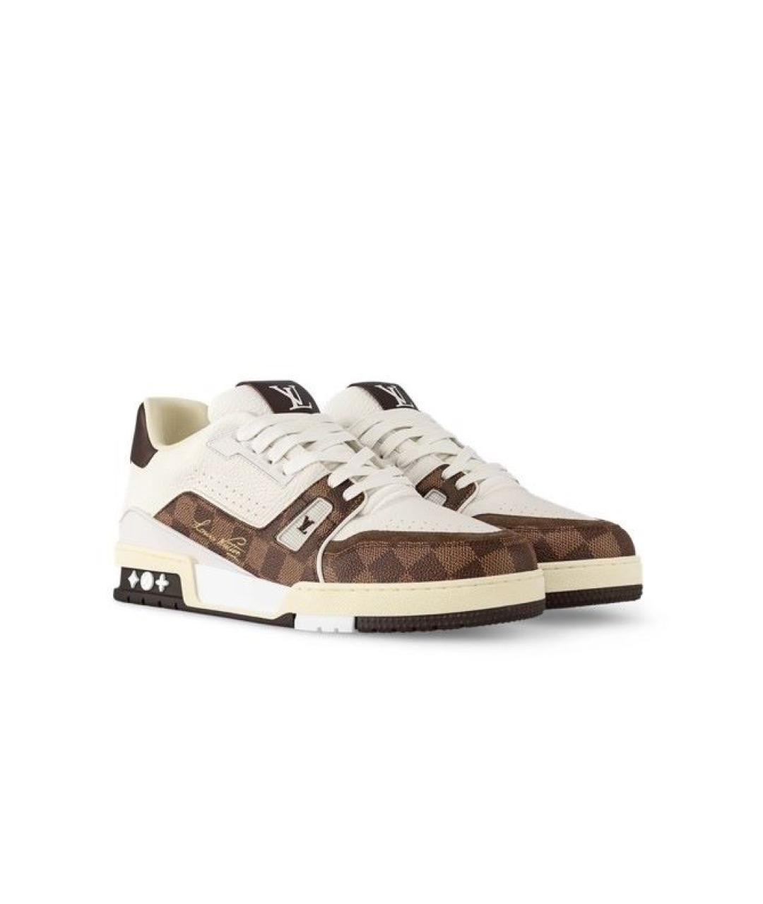 LOUIS VUITTON Белые кожаные низкие кроссовки / кеды, фото 8